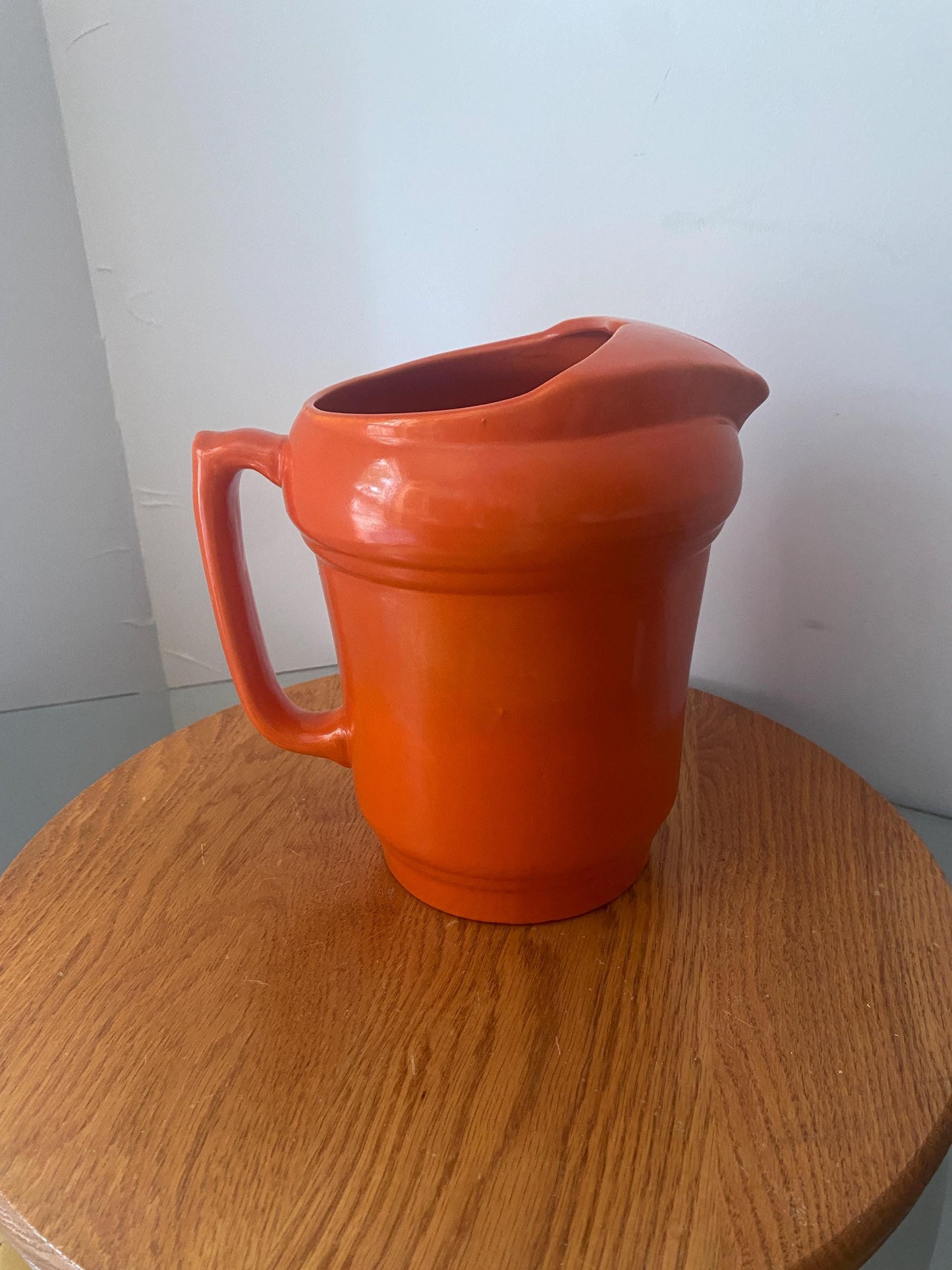 Vintage 1950s Medalta Bright Orange Pottery Water Jug Made in Alberta