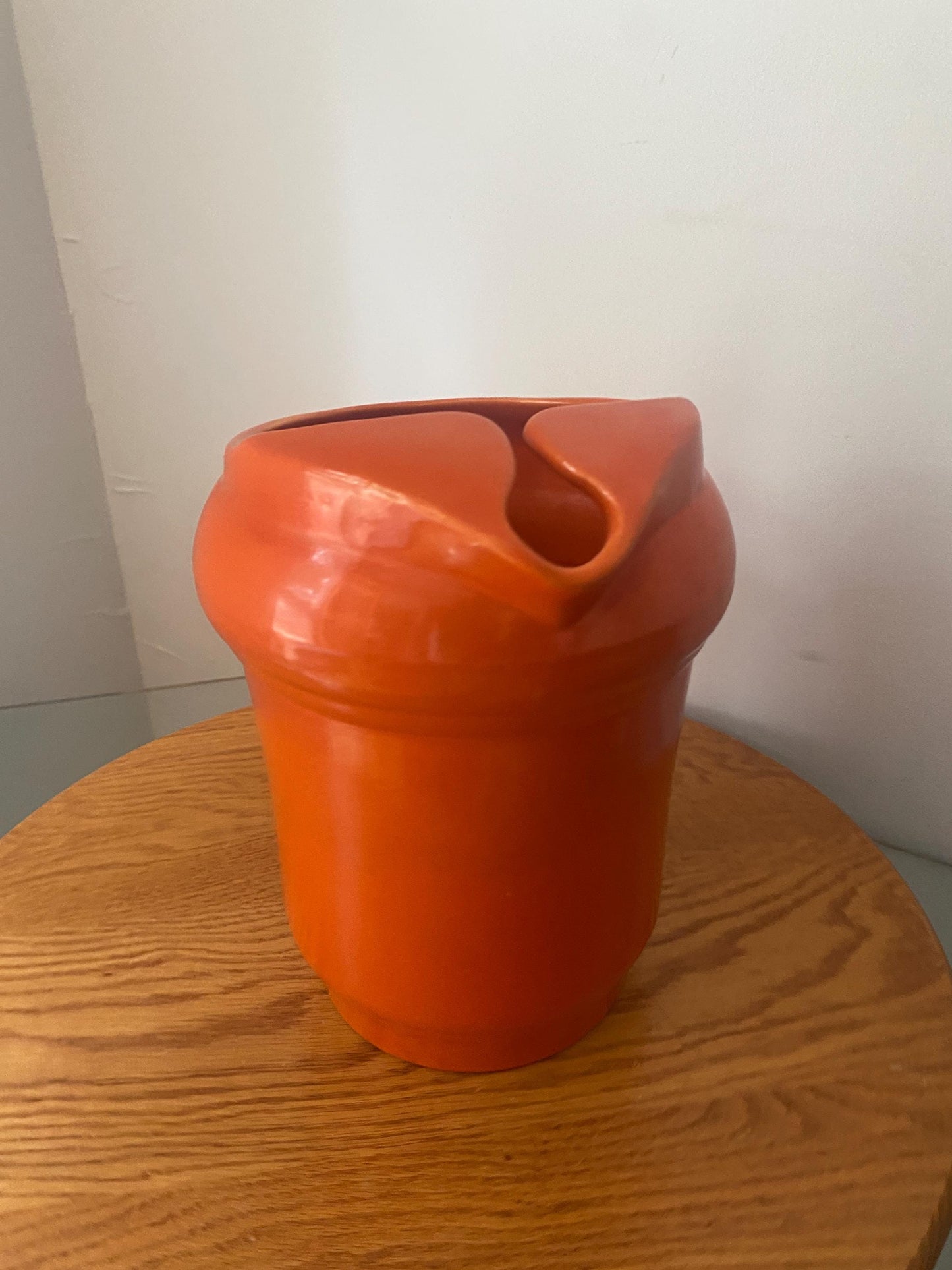 Vintage 1950s Medalta Bright Orange Pottery Water Jug Made in Alberta