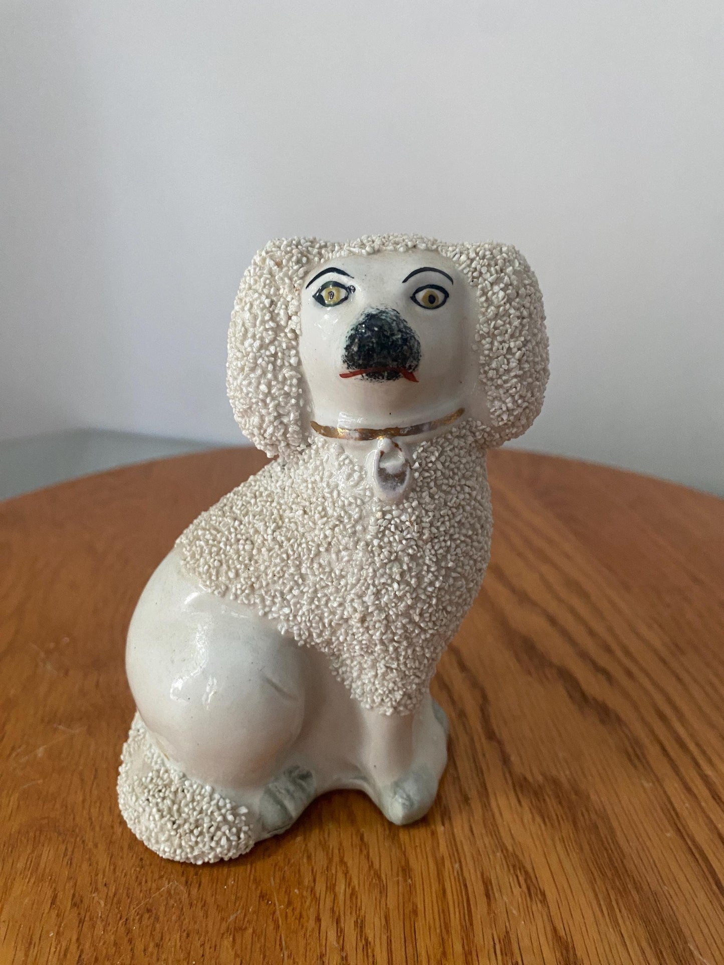 Antique Mini White Pottery Confetti Poodle
