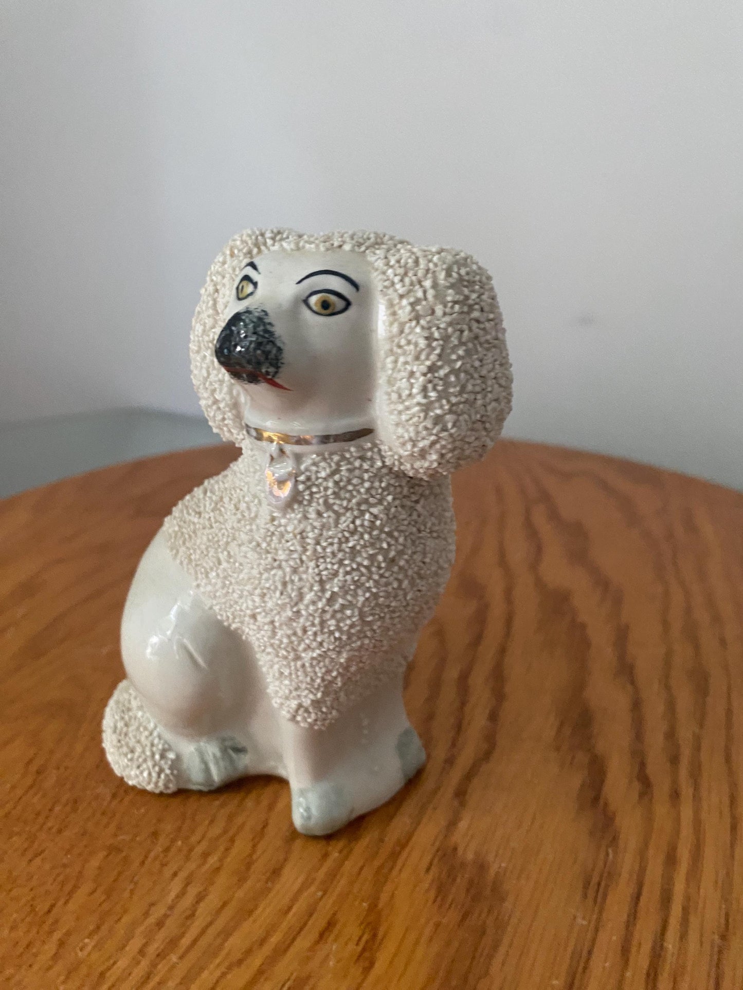 Antique Mini White Pottery Confetti Poodle