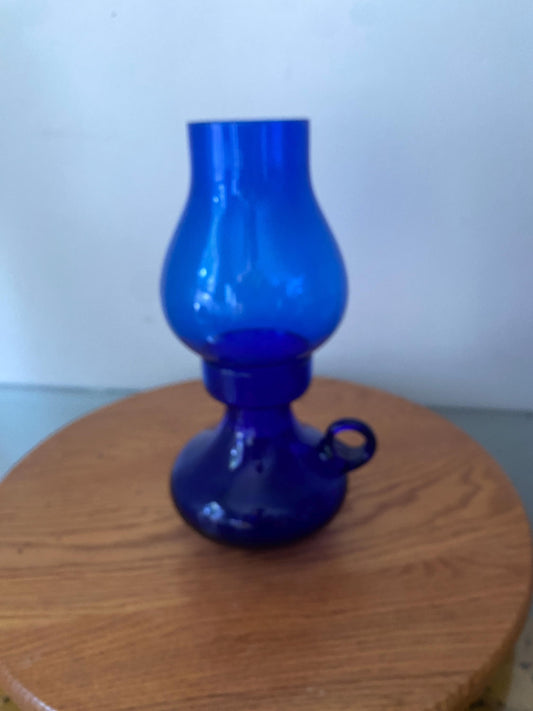 MCM Bright Blue Glass Candle Holder