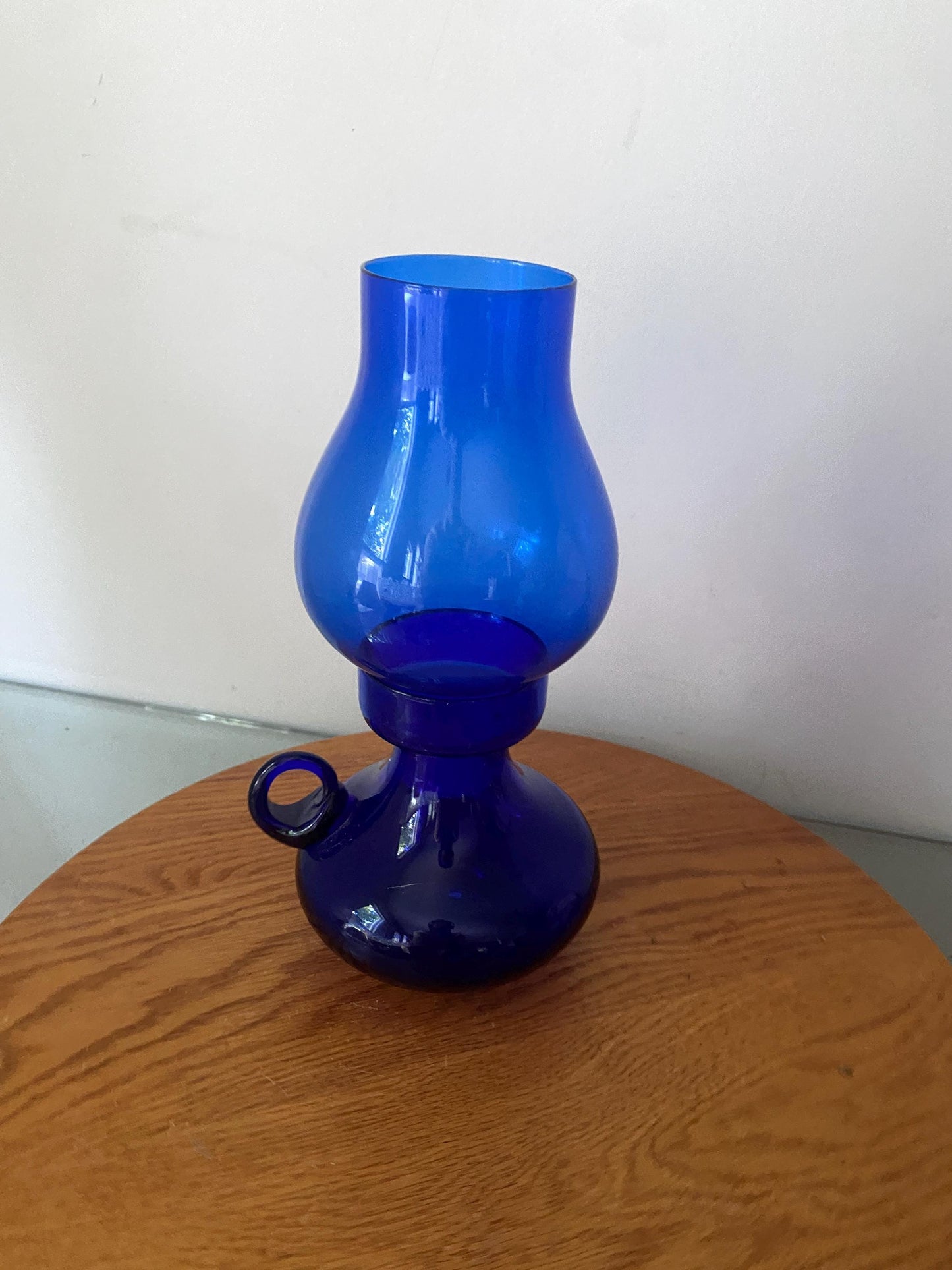 MCM Bright Blue Glass Candle Holder