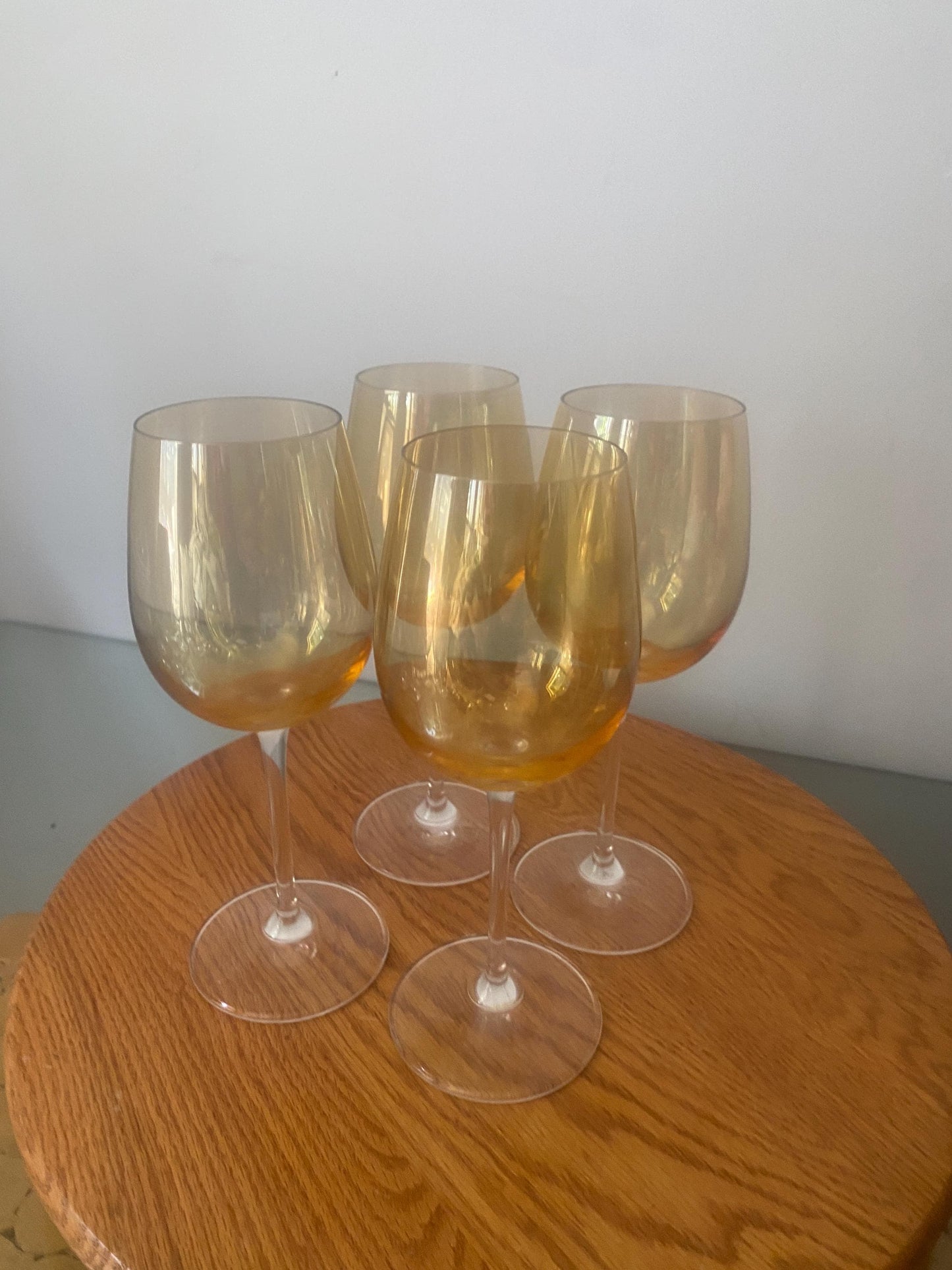 Vintage Set of 4 Golden Peach Lustre Wine Glasses