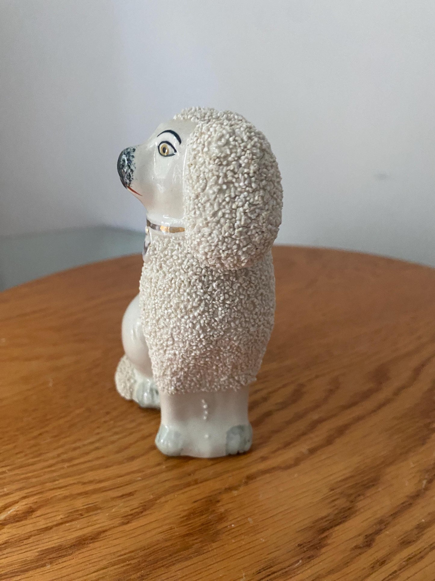 Antique Mini White Pottery Confetti Poodle