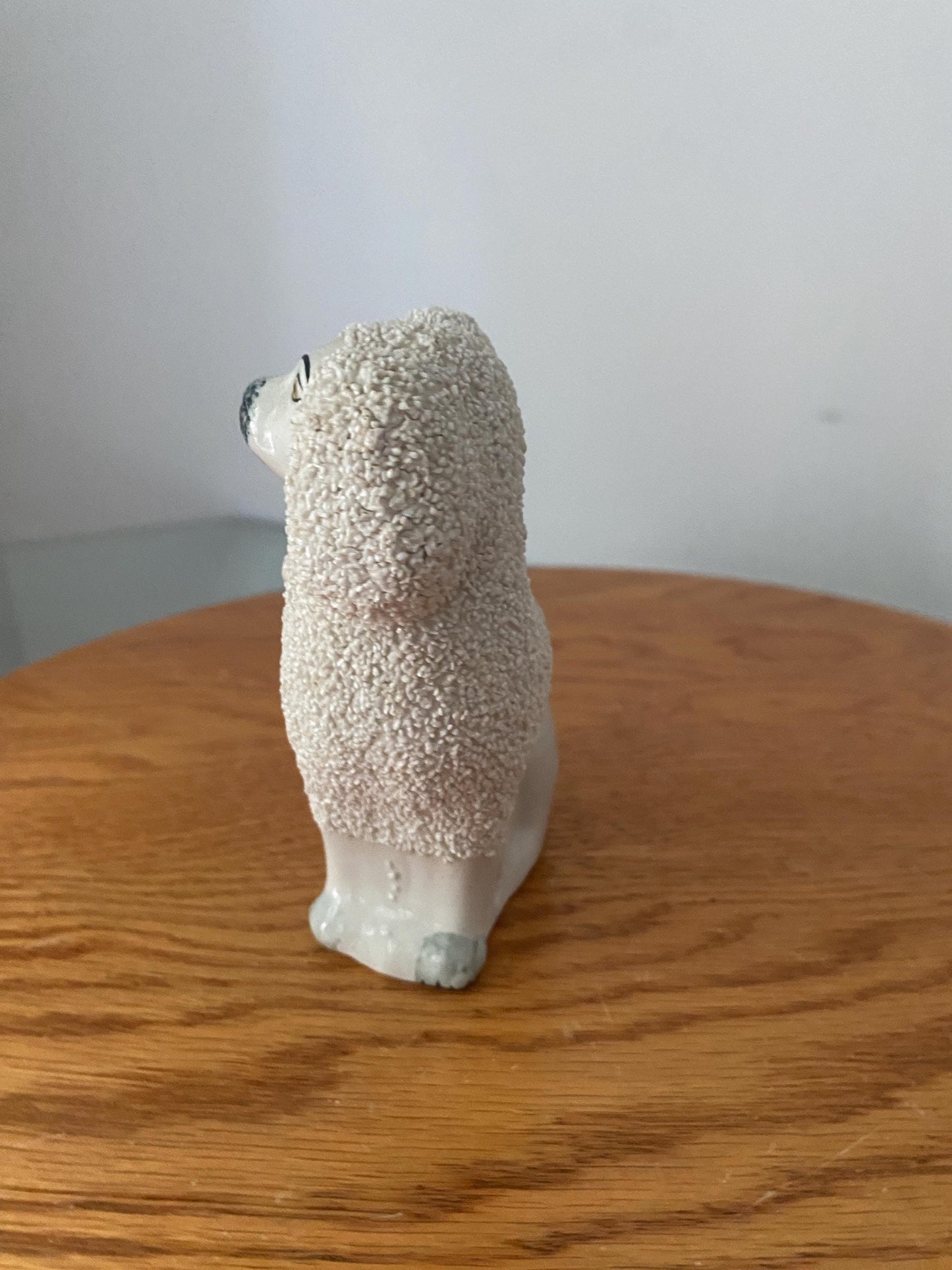 Antique Mini White Pottery Confetti Poodle