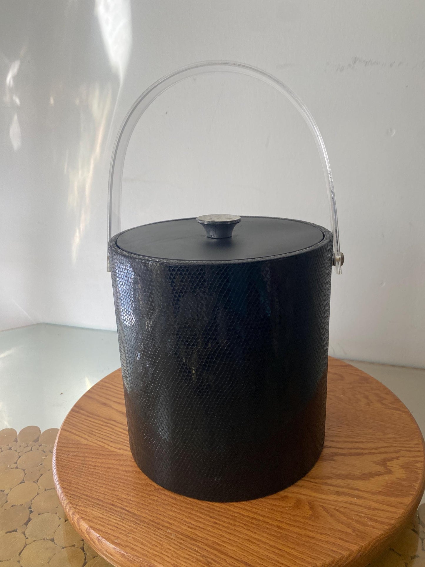 MCM Black Faux Snake Skin Ice Bucket