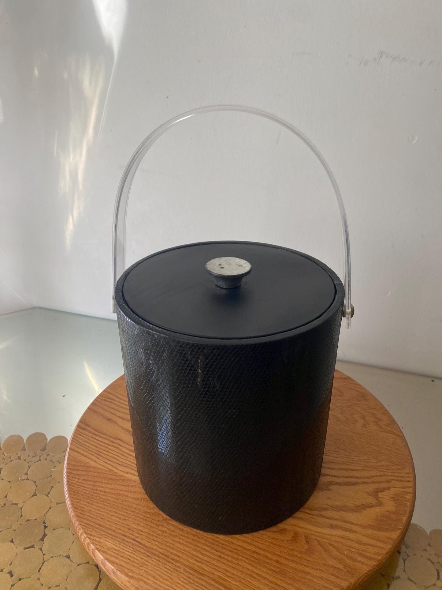 MCM Black Faux Snake Skin Ice Bucket