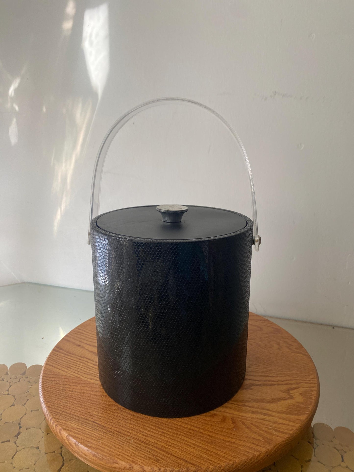 MCM Black Faux Snake Skin Ice Bucket