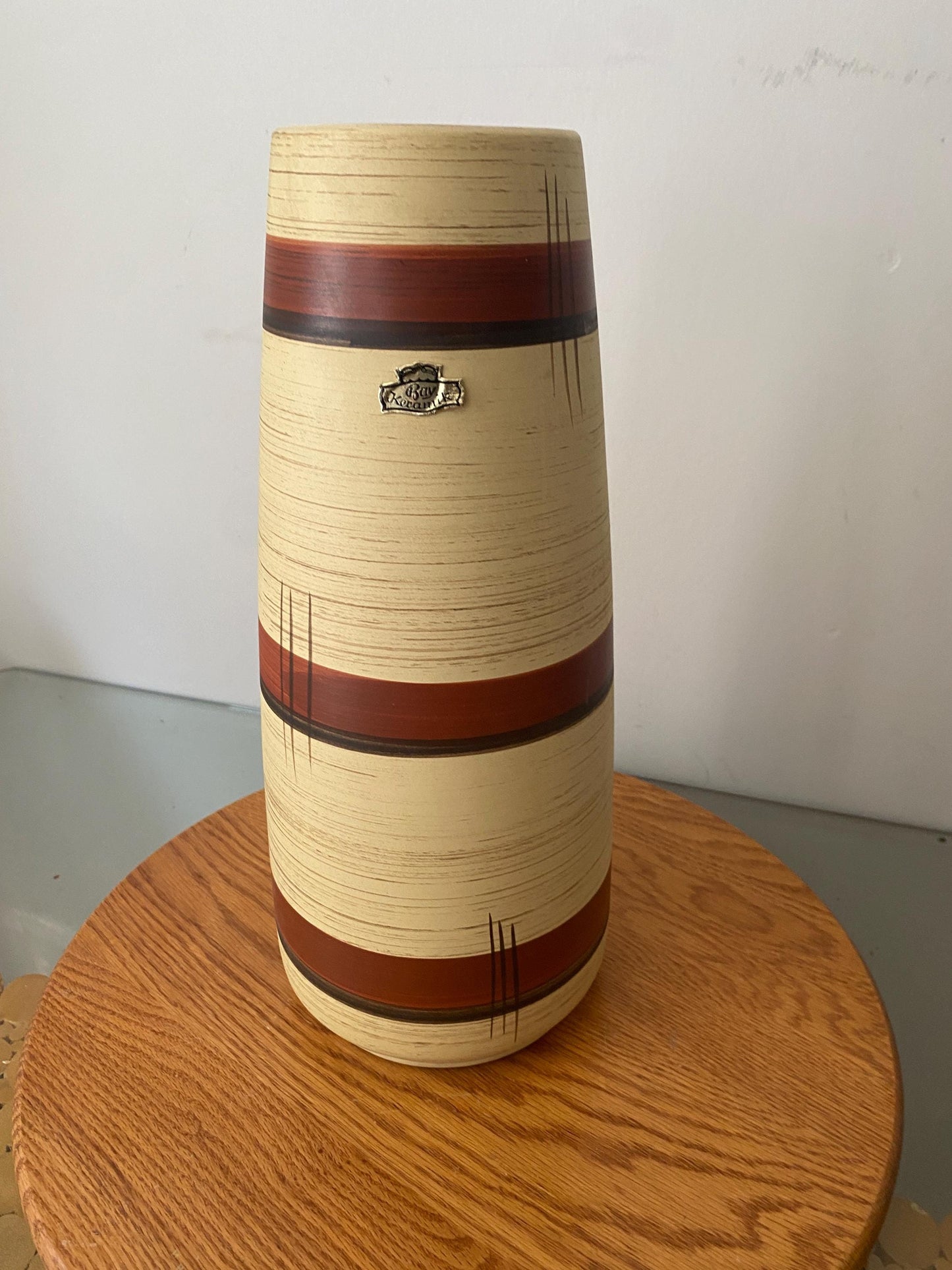 MCM 1950s Tall Bay Keramik W Germany  13.5" Pottery Vase 665-35
