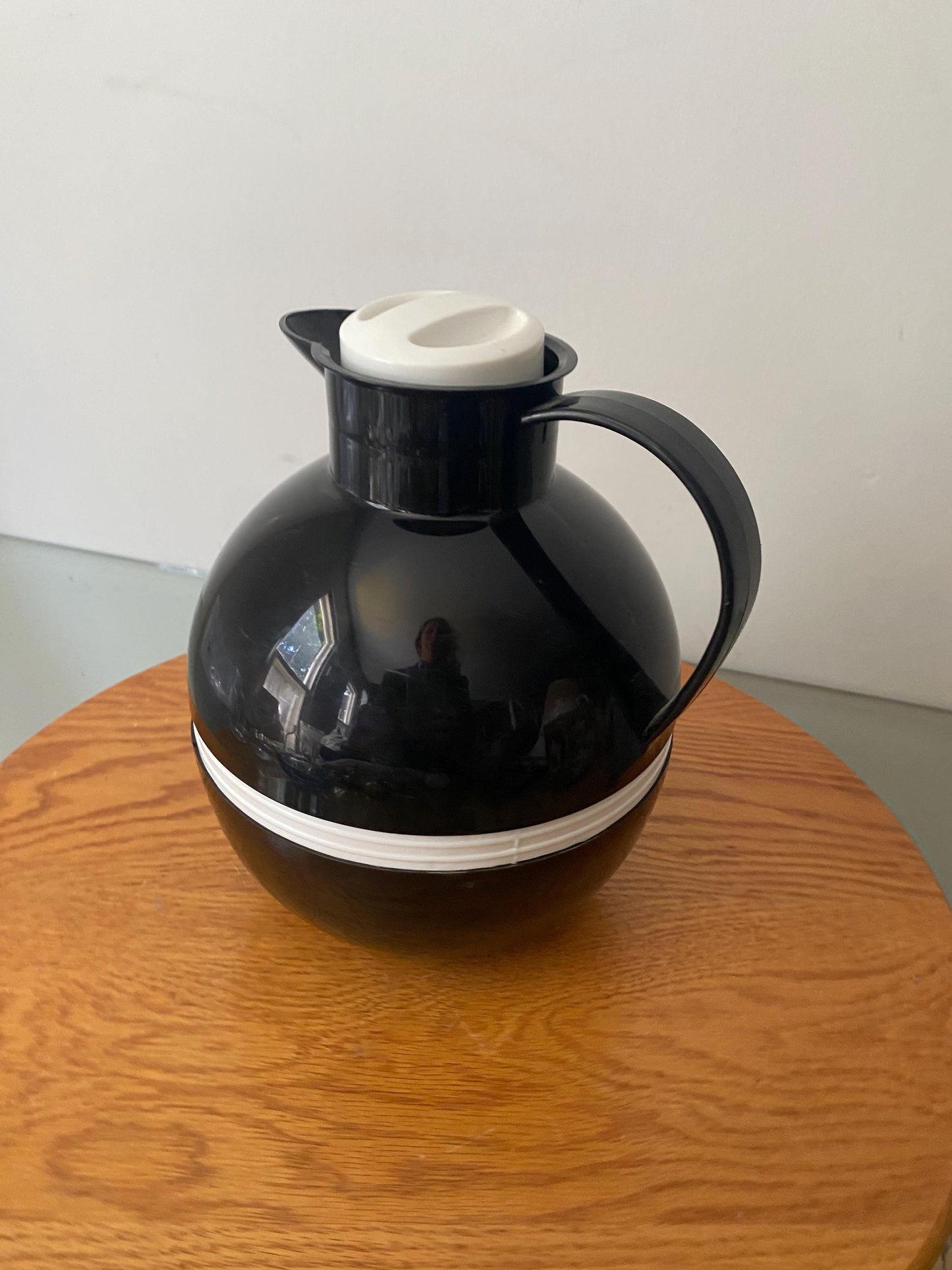 Retro Black and White Chubby Plastic Carafe with Glass Interior