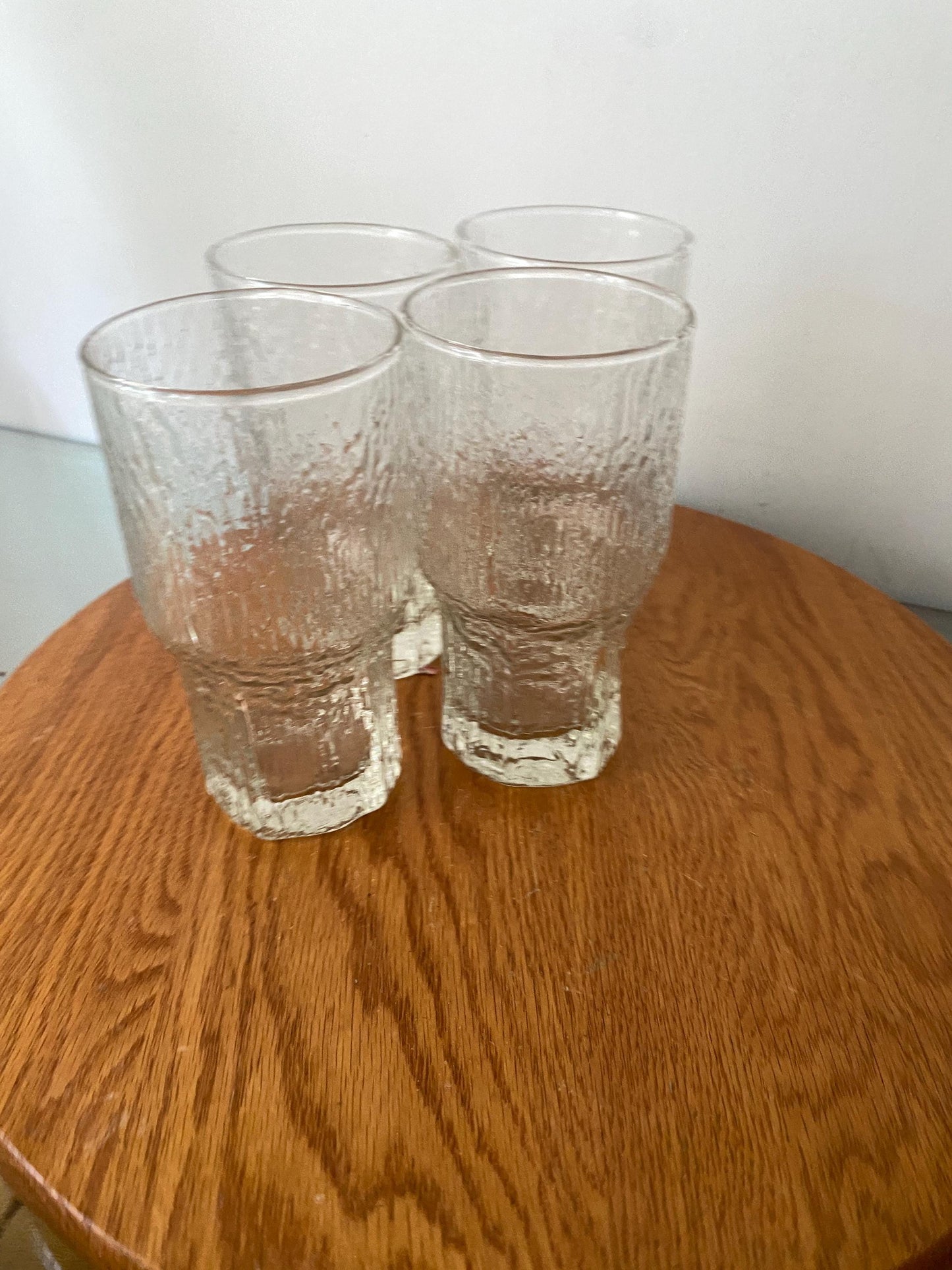 Set of 4 MCM Bark Texture Clear Glass Tumblers