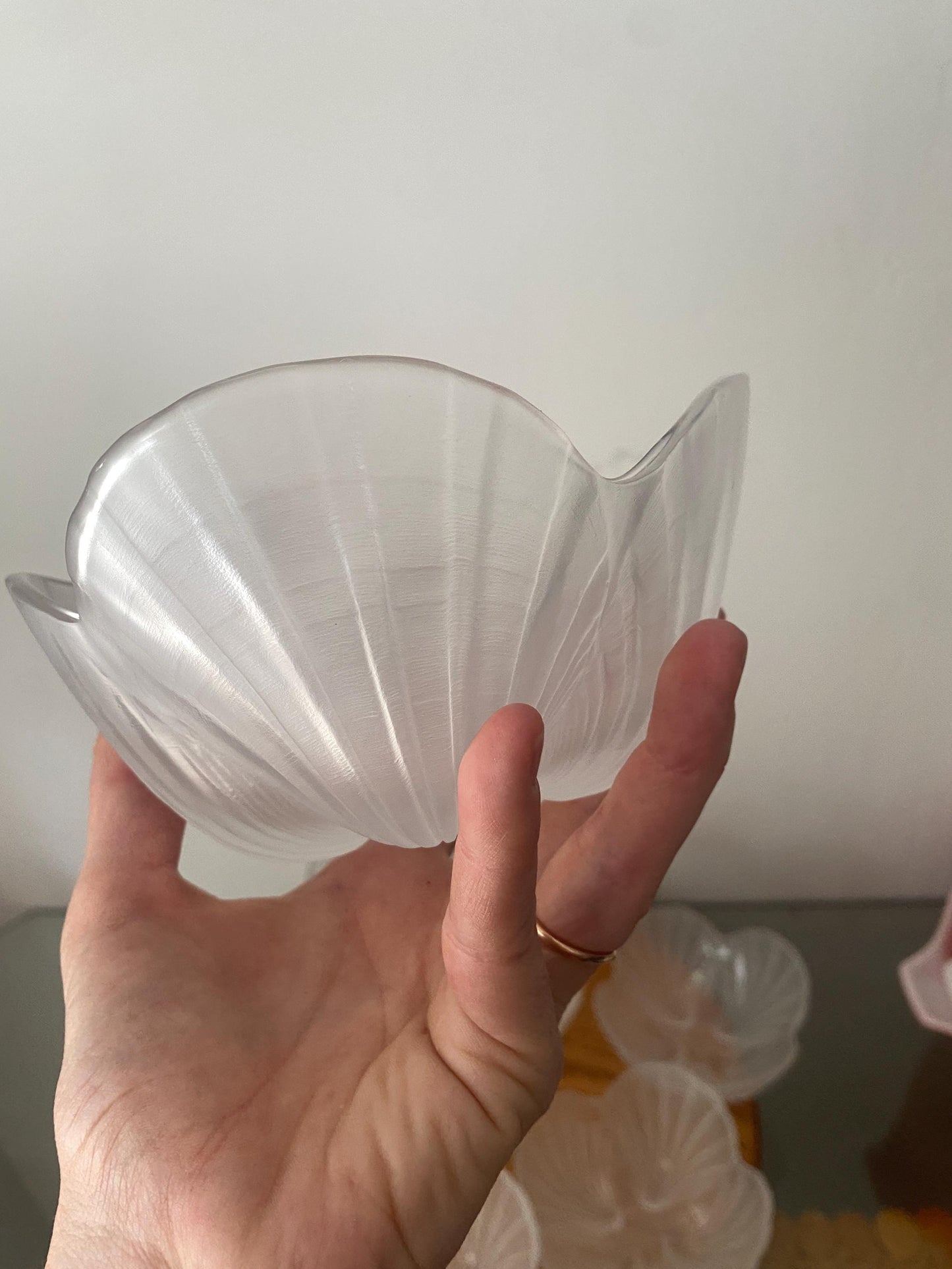 Retro Frosted Mikasa Scallop Shell Salad Bowl with 6 Small Bowls
