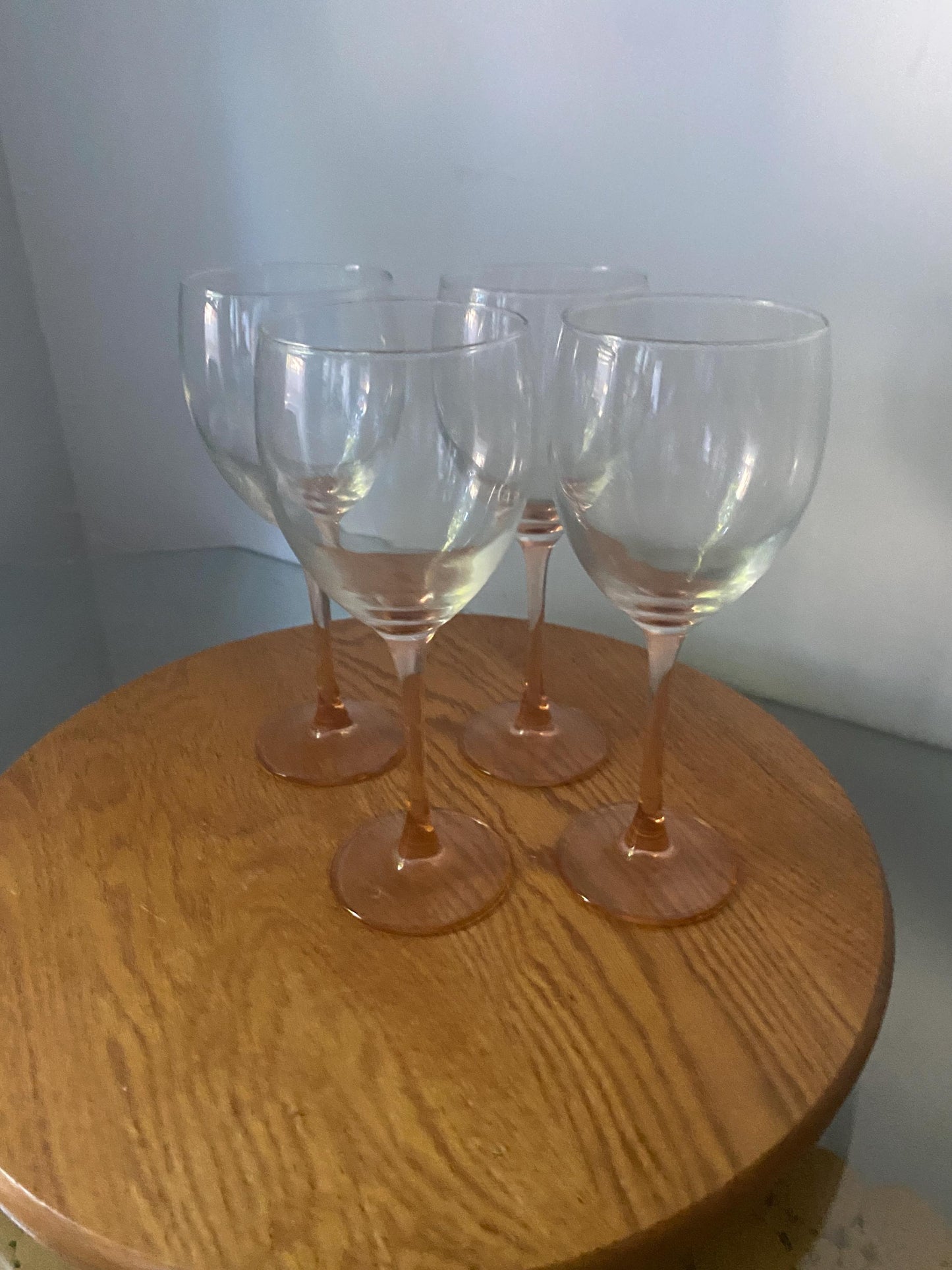 Retro Luminarc Pink Stem Wine Glasses Made in France Set of 4