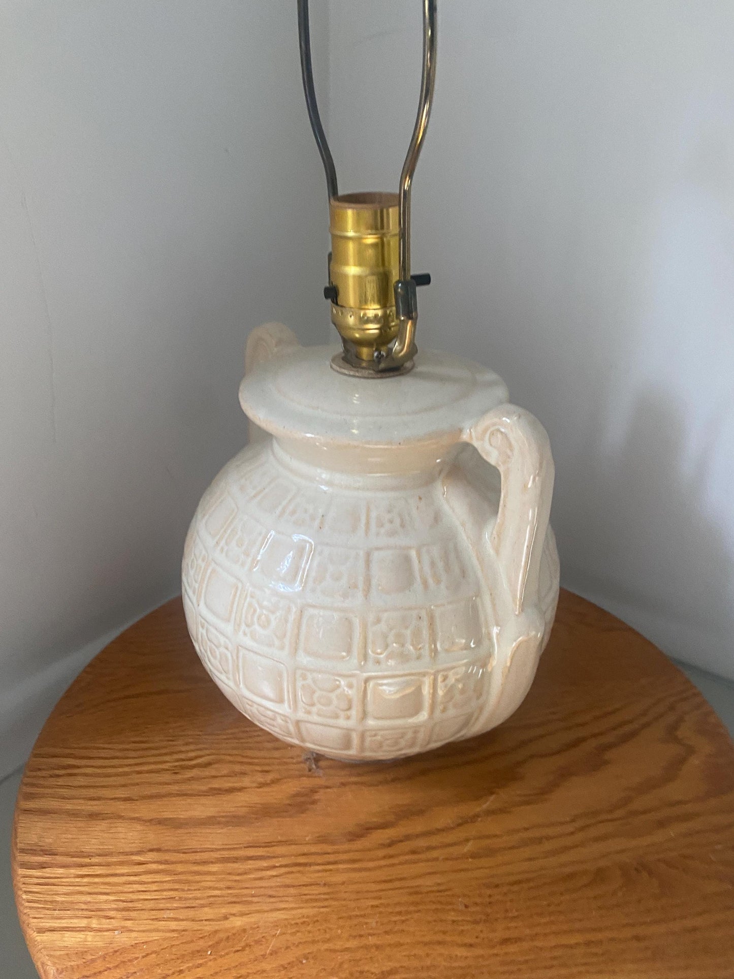Vintage Medium Cream Double Handle Ceramic Table Lamp No Shade