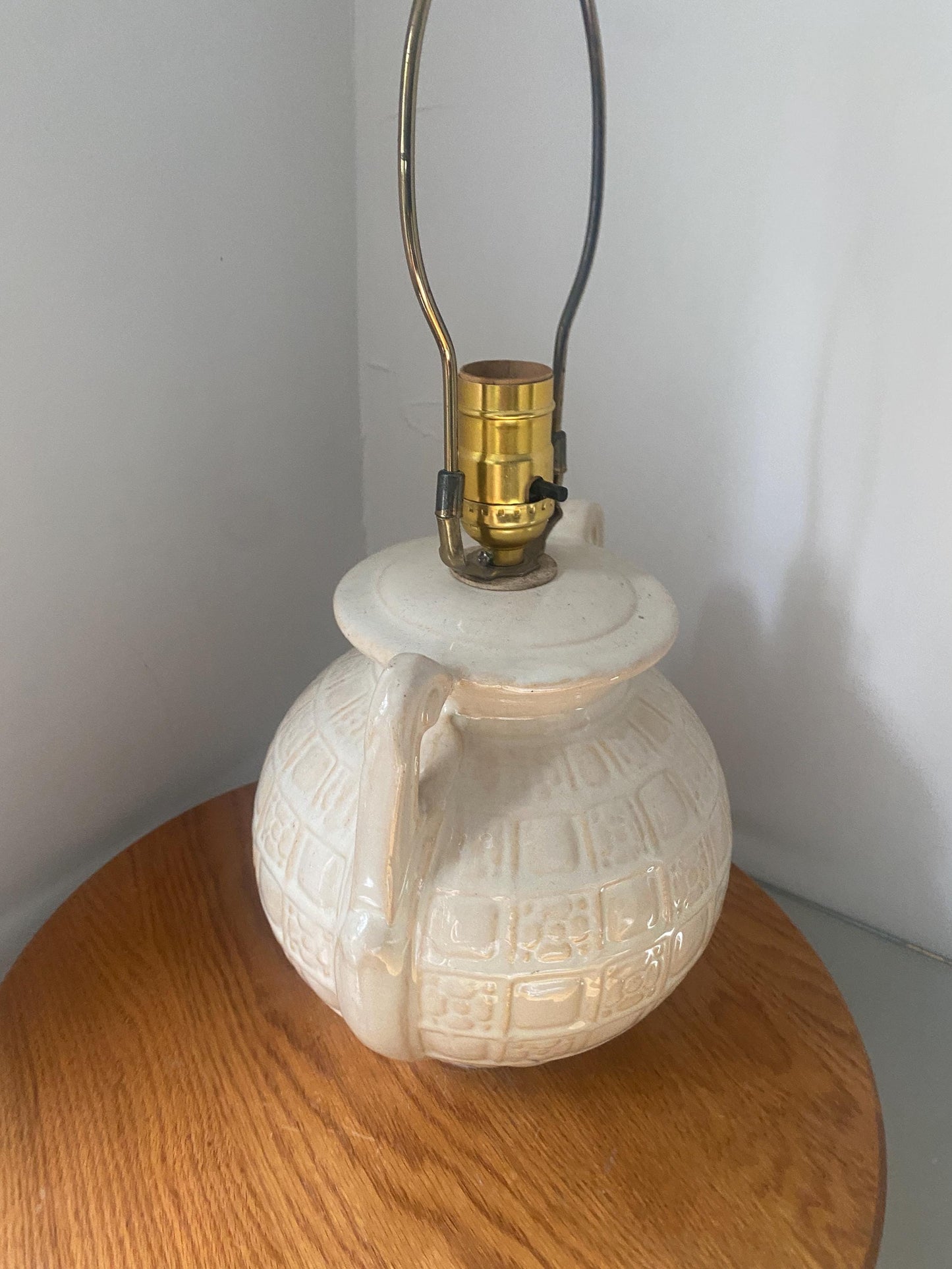 Vintage Medium Cream Double Handle Ceramic Table Lamp No Shade
