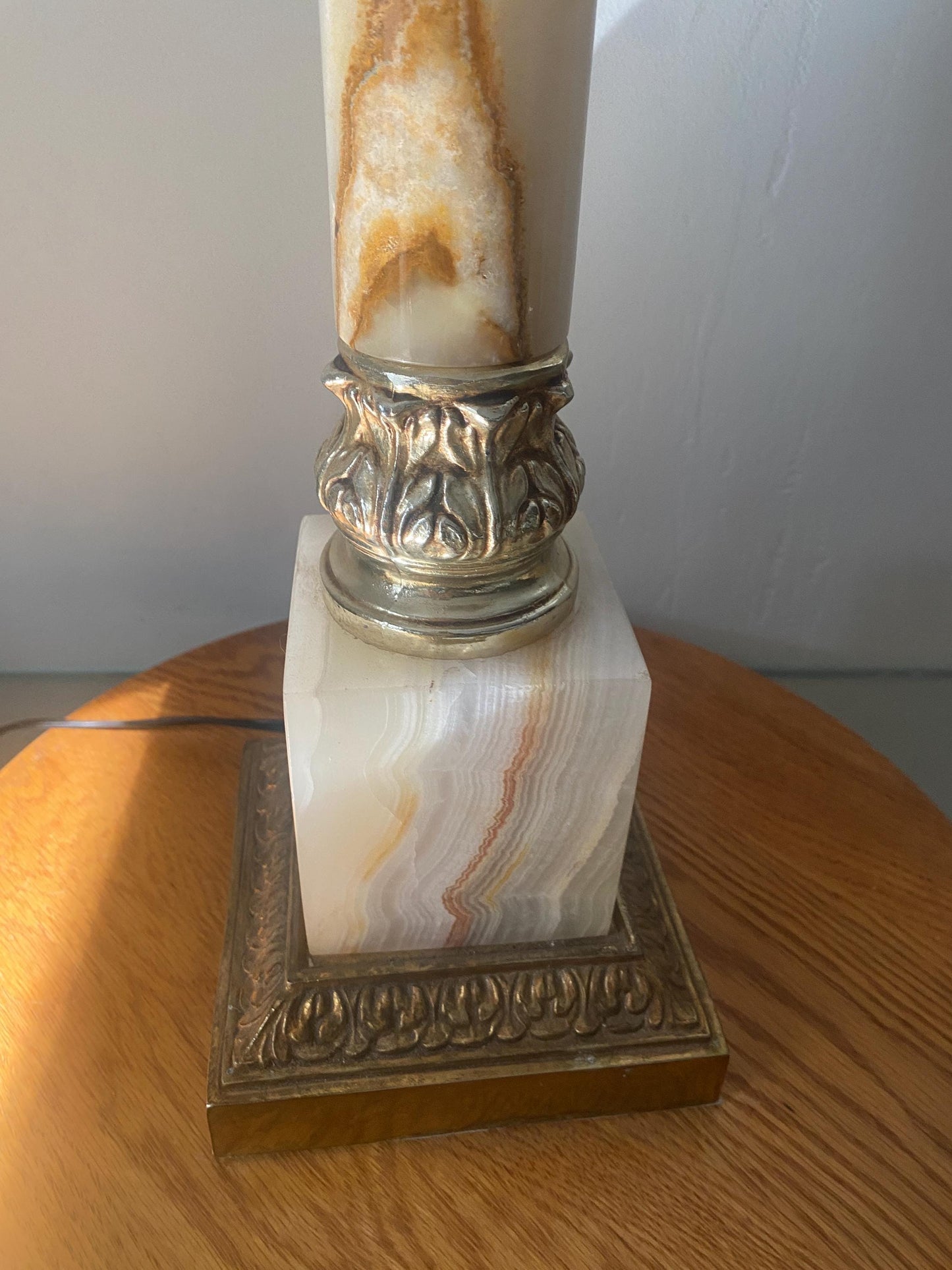 MCM Neoclassical Onyx Marble Table Lamp No Shade