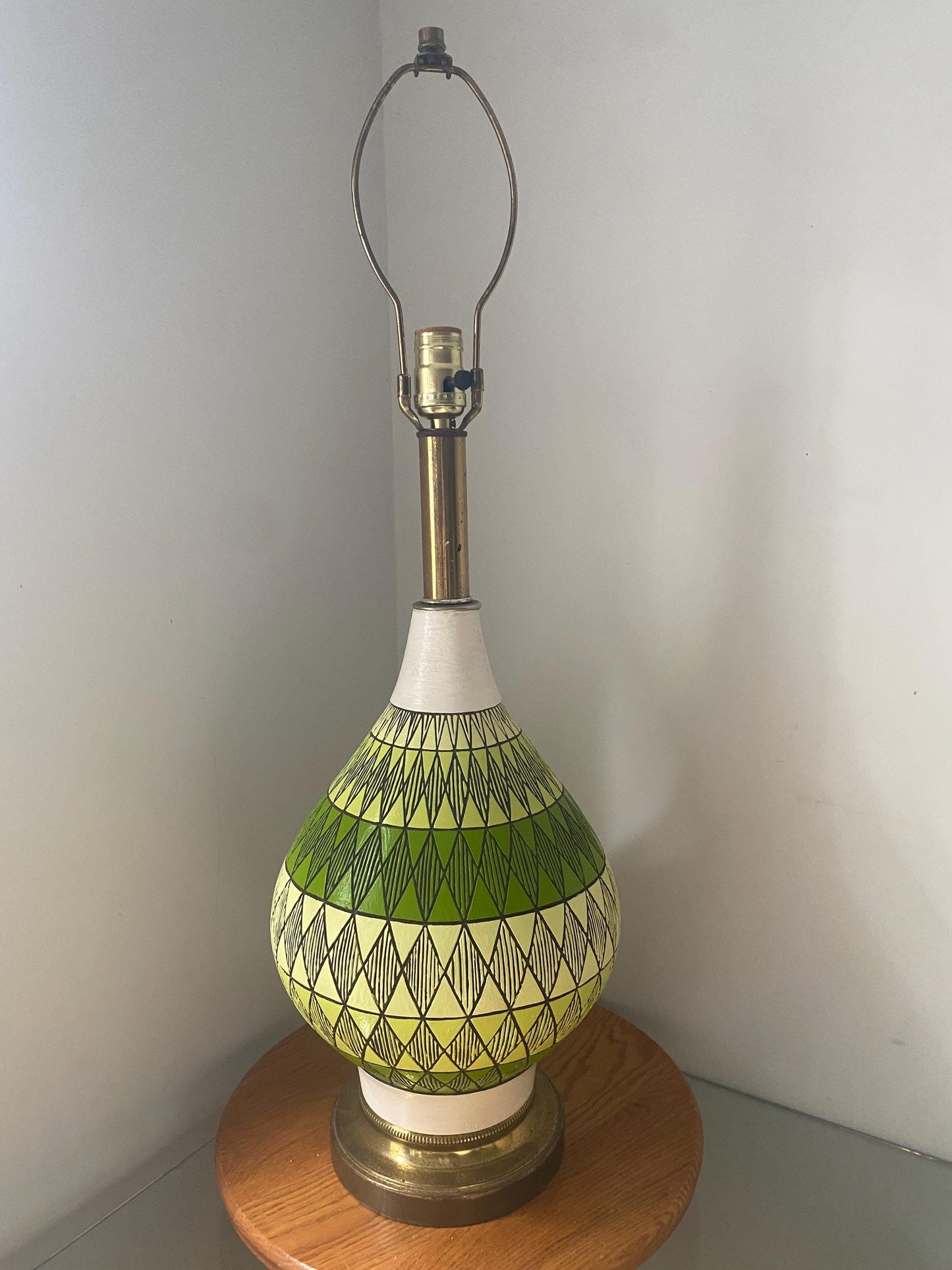 MCM Freshly Painted Quartite Creative Corp Green Chalkware Lamp No Shade