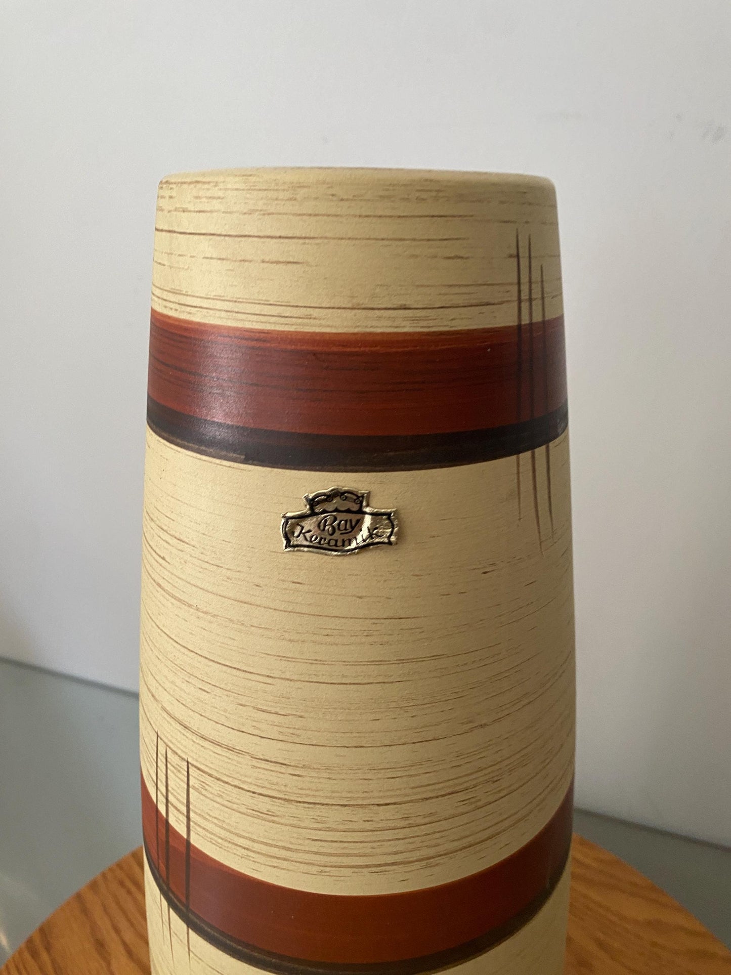MCM 1950s Tall Bay Keramik W Germany  13.5" Pottery Vase 665-35
