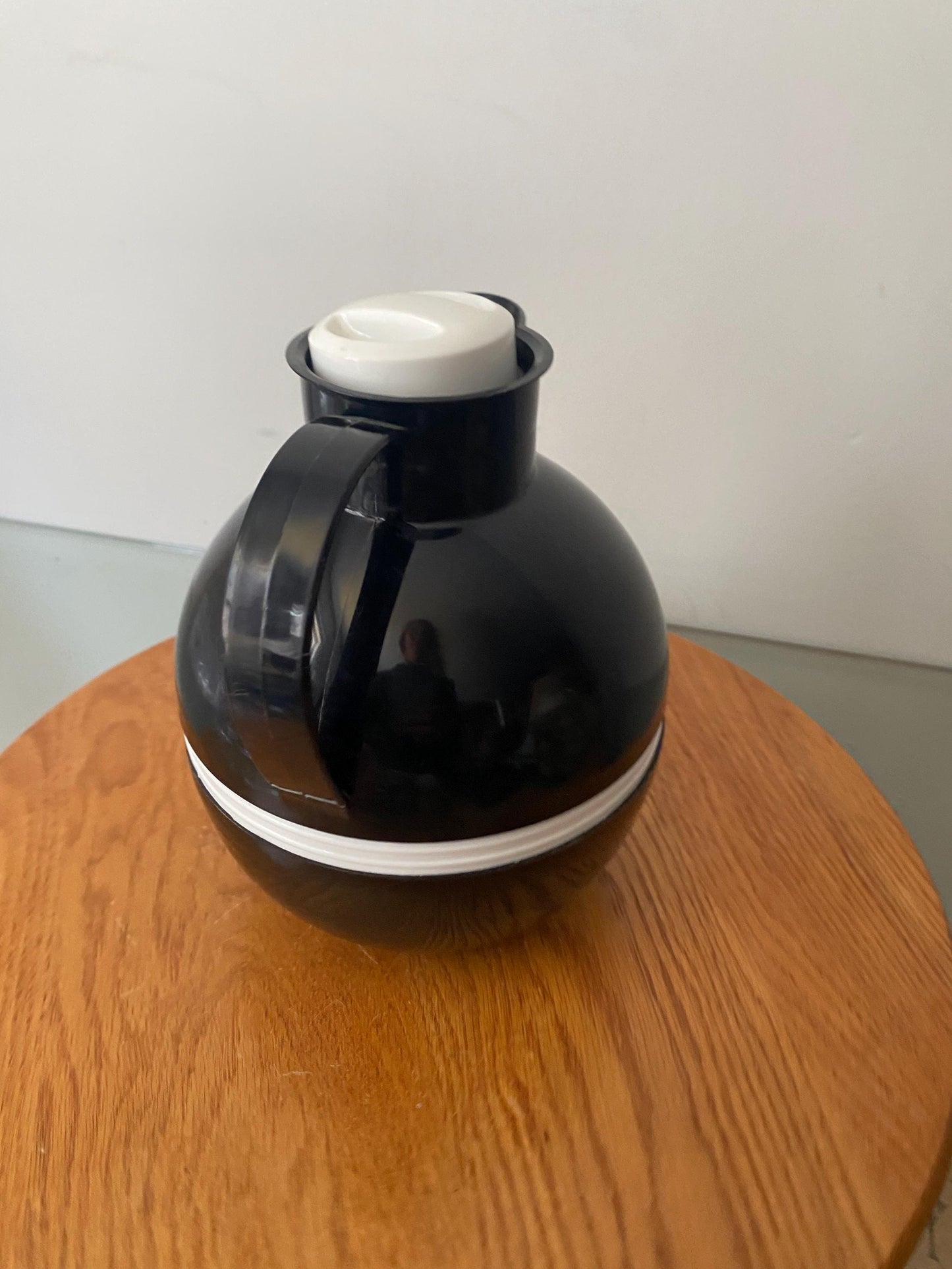 Retro Black and White Chubby Plastic Carafe with Glass Interior