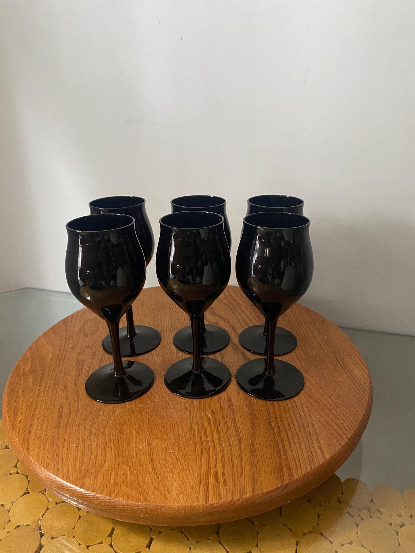 Set of 6 Vintage Black Libbey Wine Glasses