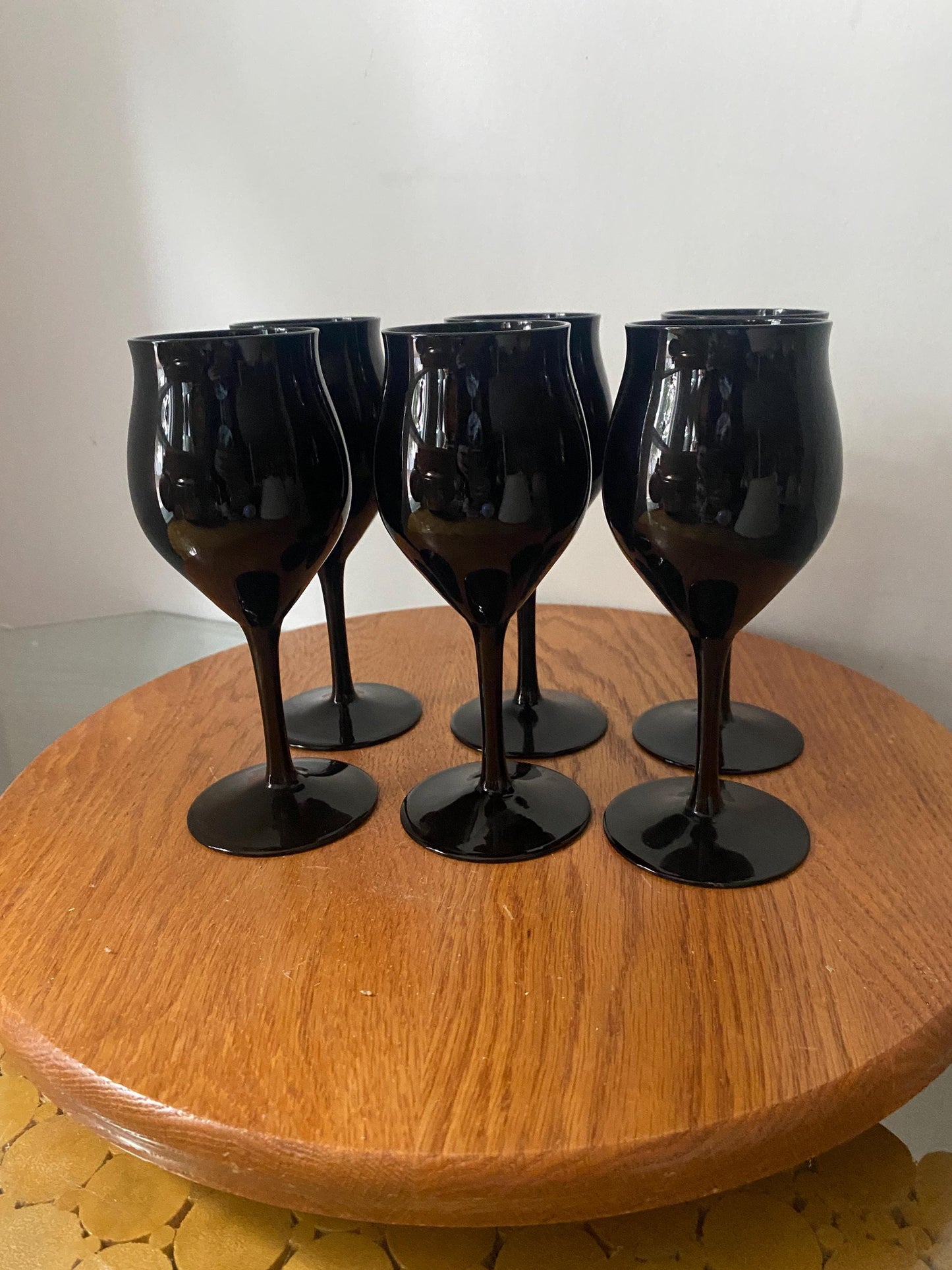 Set of 6 Vintage Black Libbey Wine Glasses