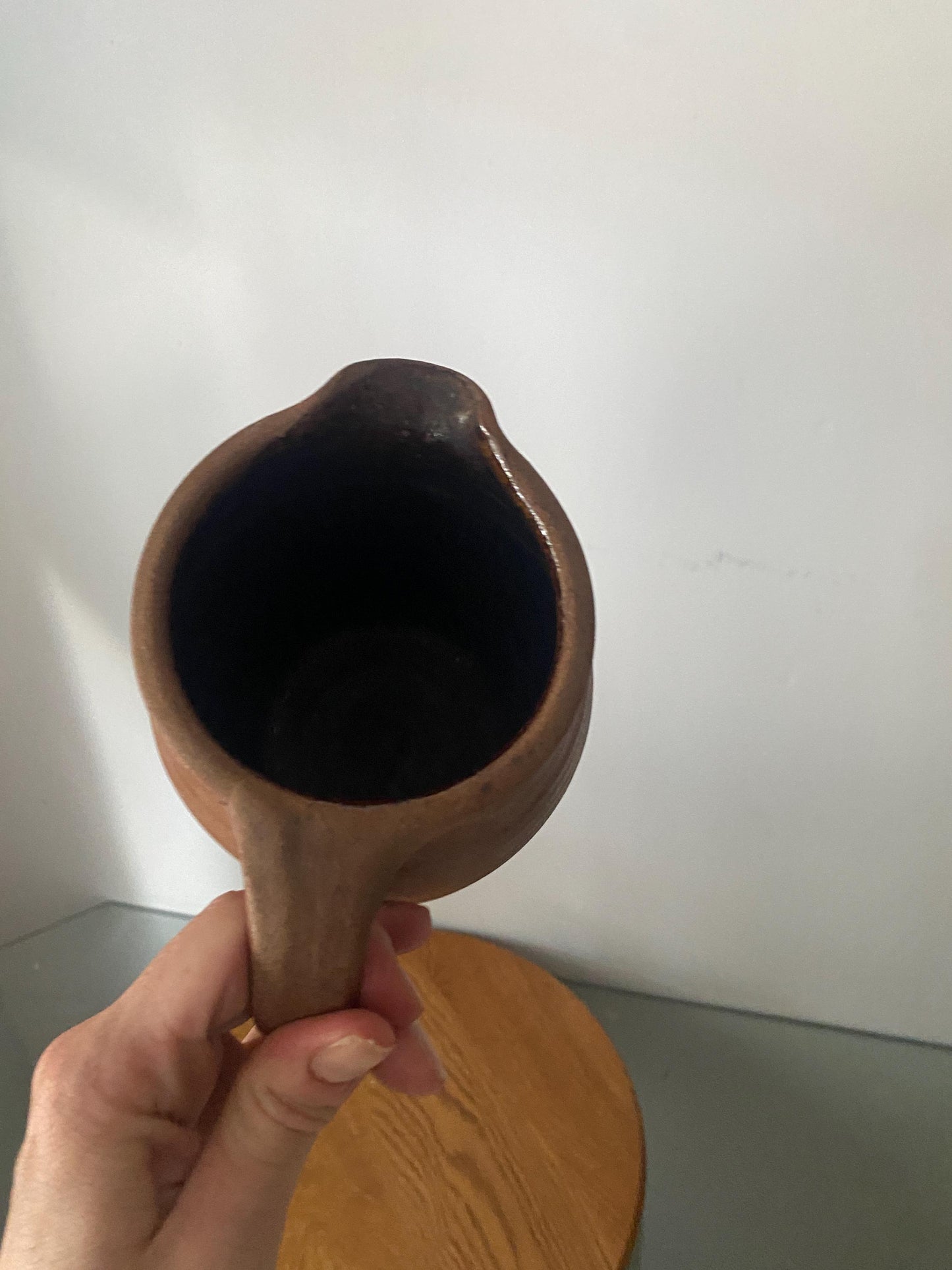Hand Painted Vintage Terra Cotta Pottery Pitcher