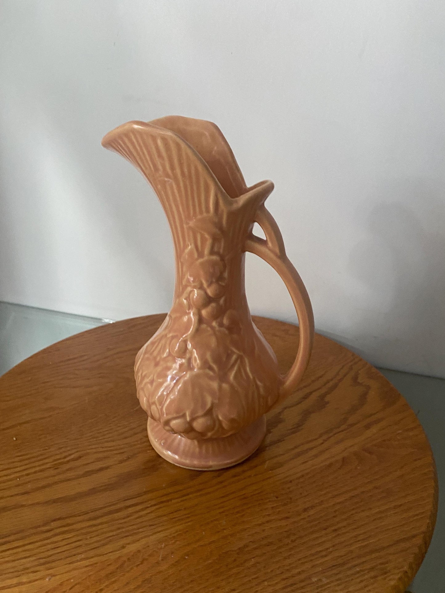 Vintage McCoy Blush Pink Ceramic Pitcher with Handle Made in USA