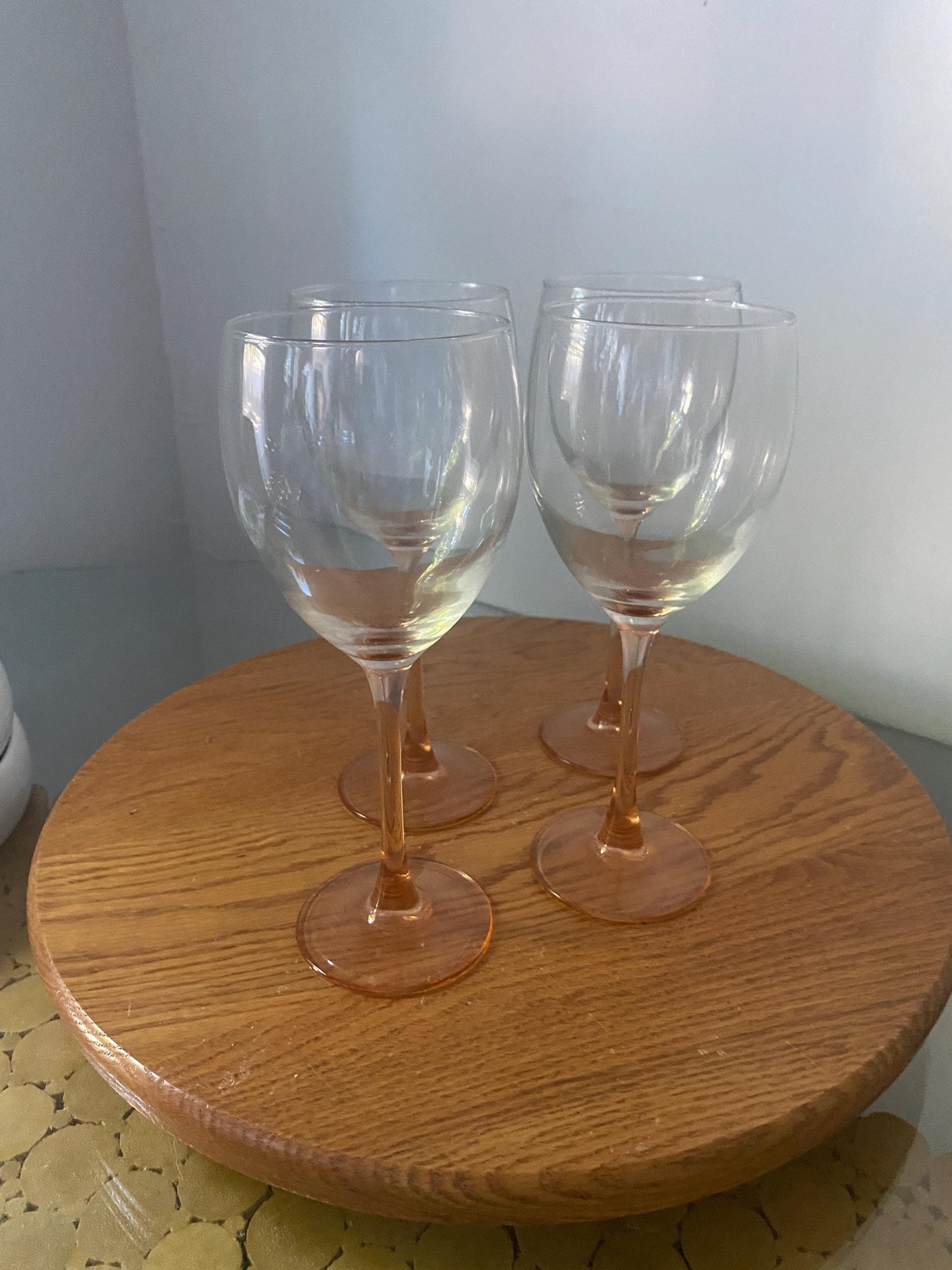 Retro Luminarc Pink Stem Wine Glasses Made in France Set of 4