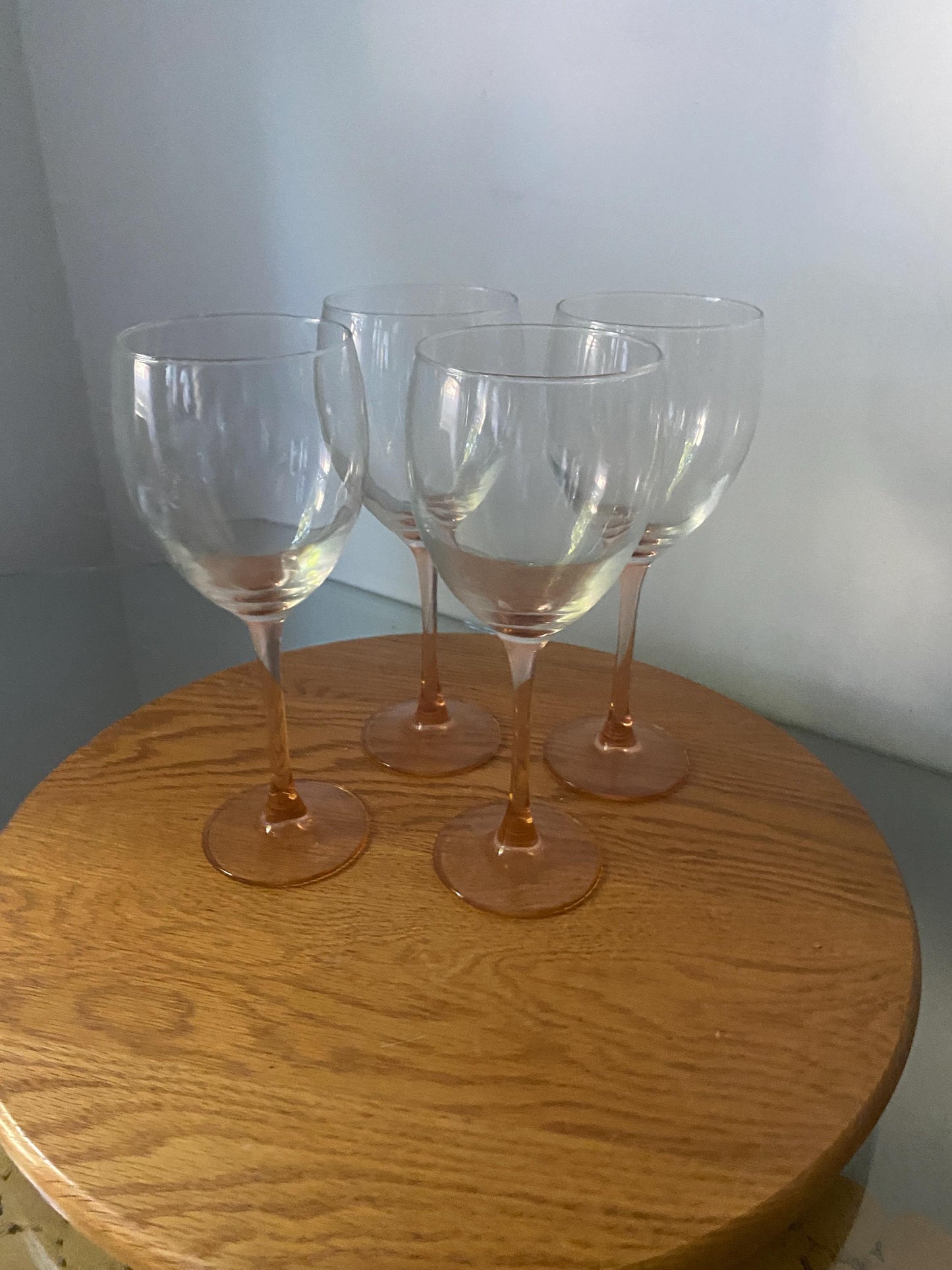 Retro Luminarc Pink Stem Wine Glasses Made in France Set of 4