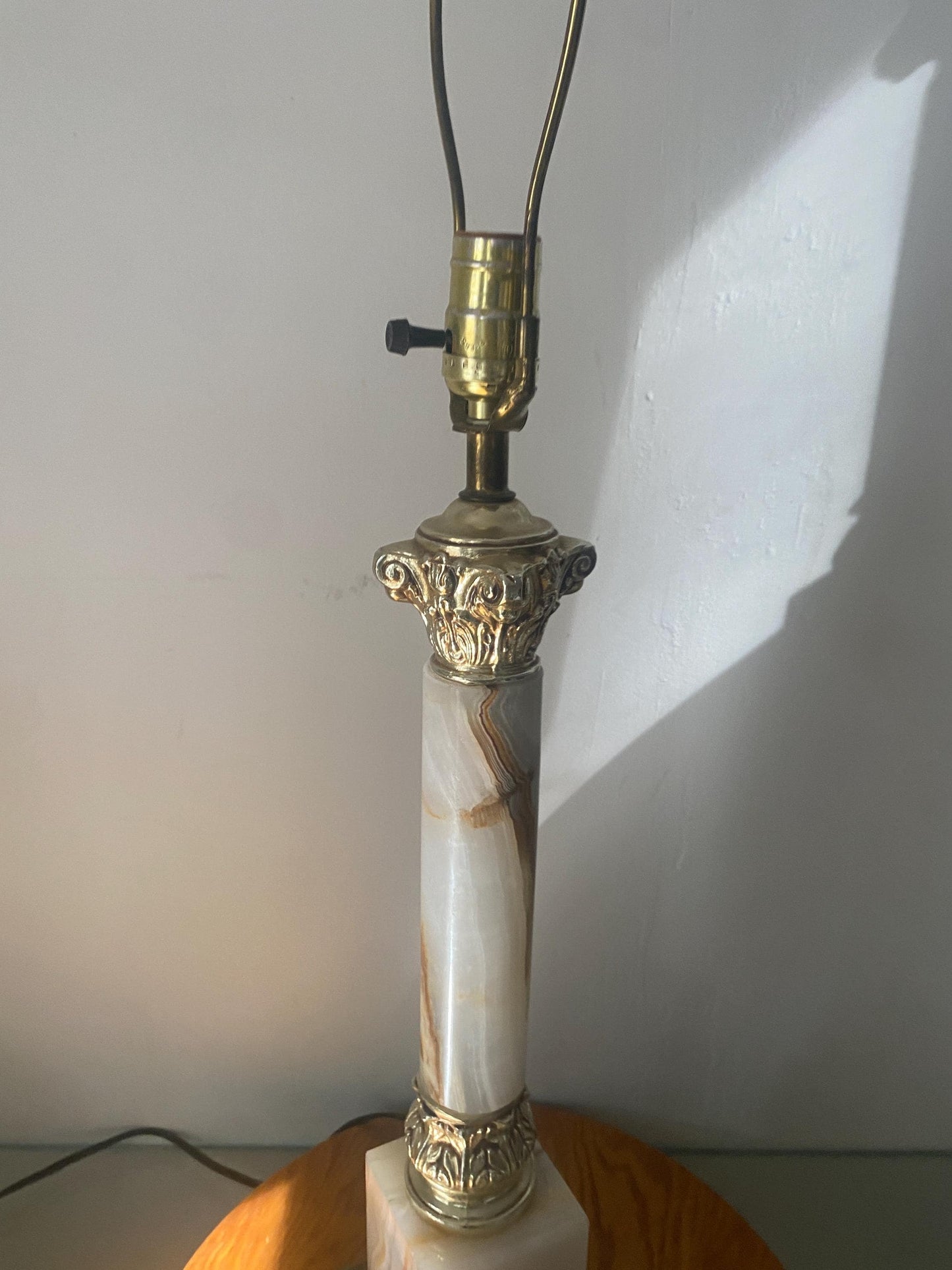 MCM Neoclassical Onyx Marble Table Lamp No Shade