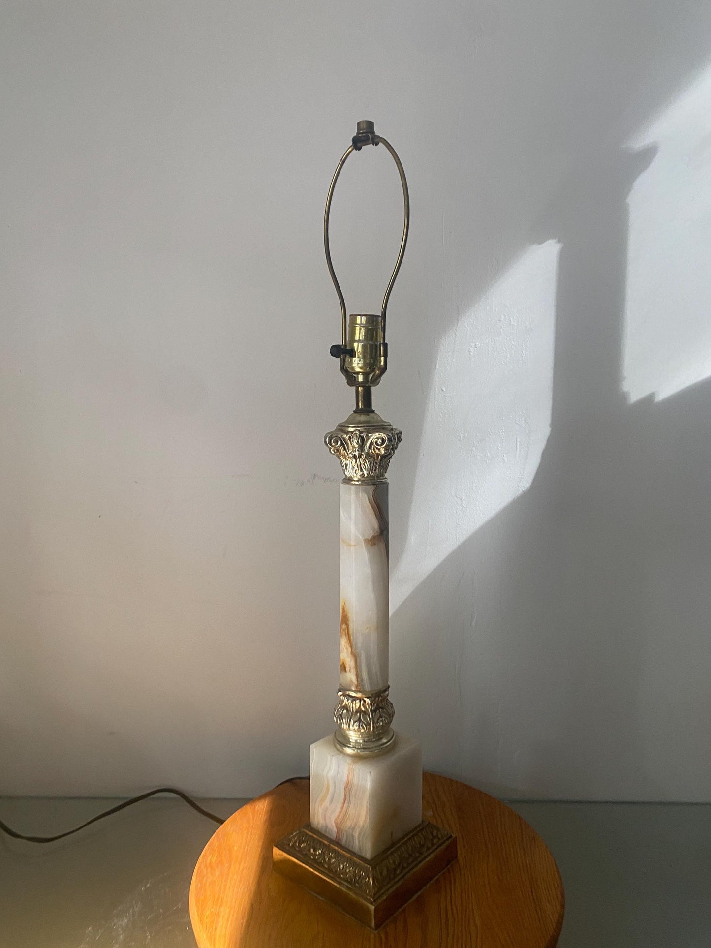 MCM Neoclassical Onyx Marble Table Lamp No Shade