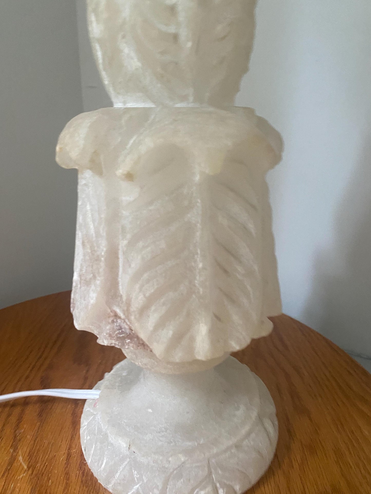 Vintage Carved Stone Table Lamp No Shade