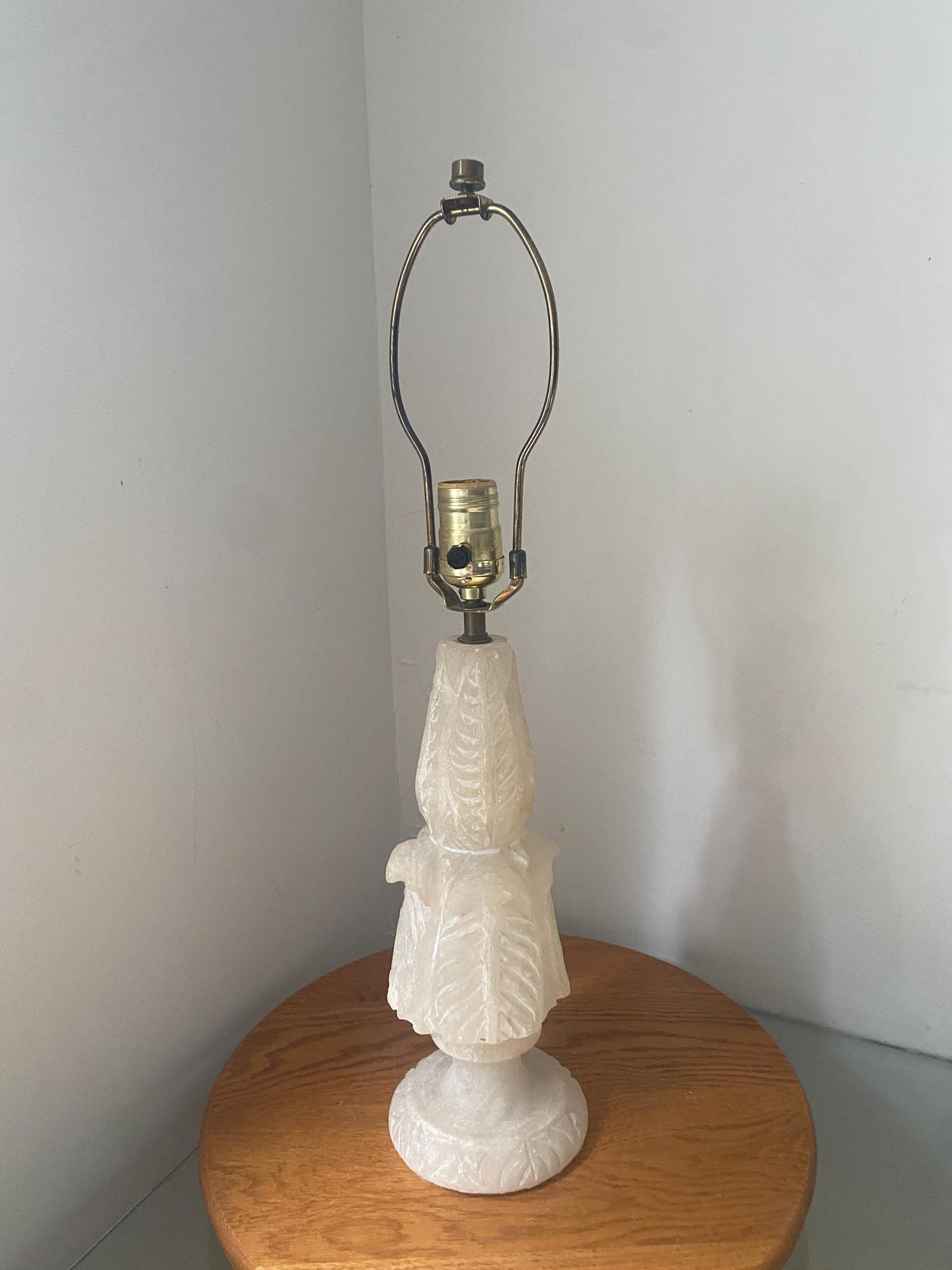 Vintage Carved Stone Table Lamp No Shade