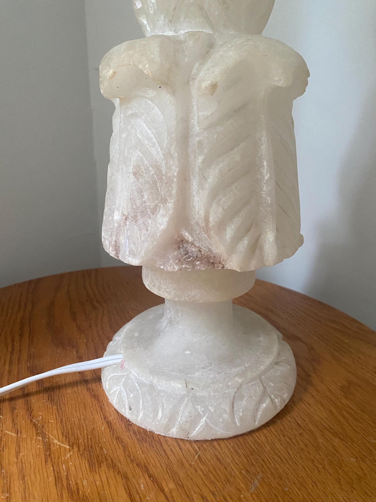 Vintage Carved Stone Table Lamp No Shade