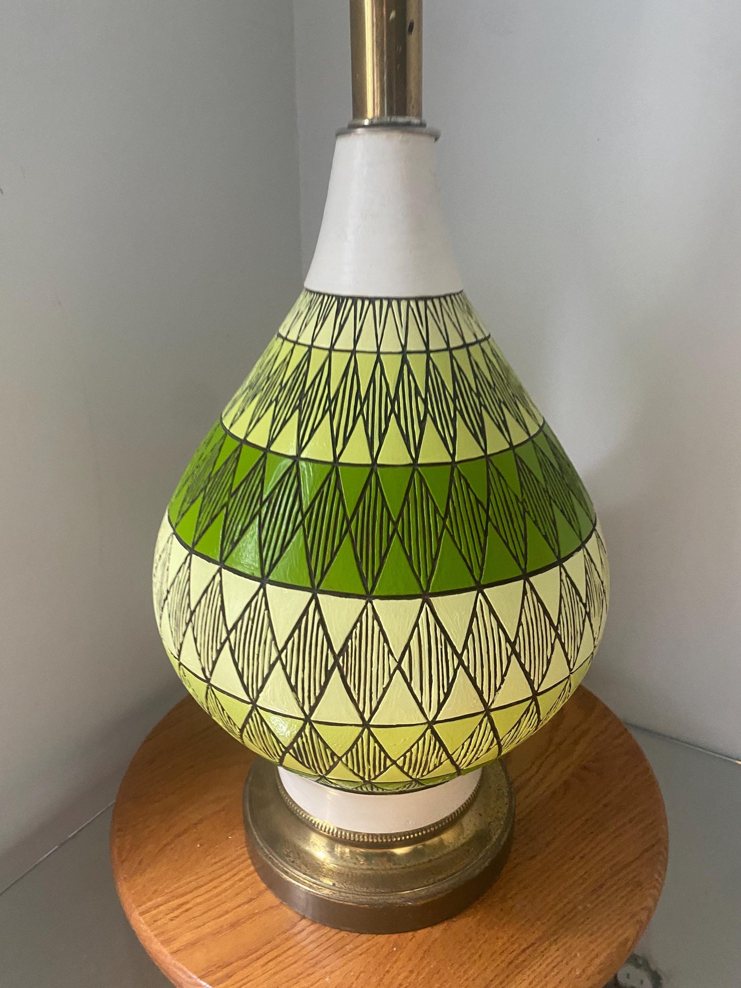 MCM Freshly Painted Quartite Creative Corp Green Chalkware Lamp No Shade