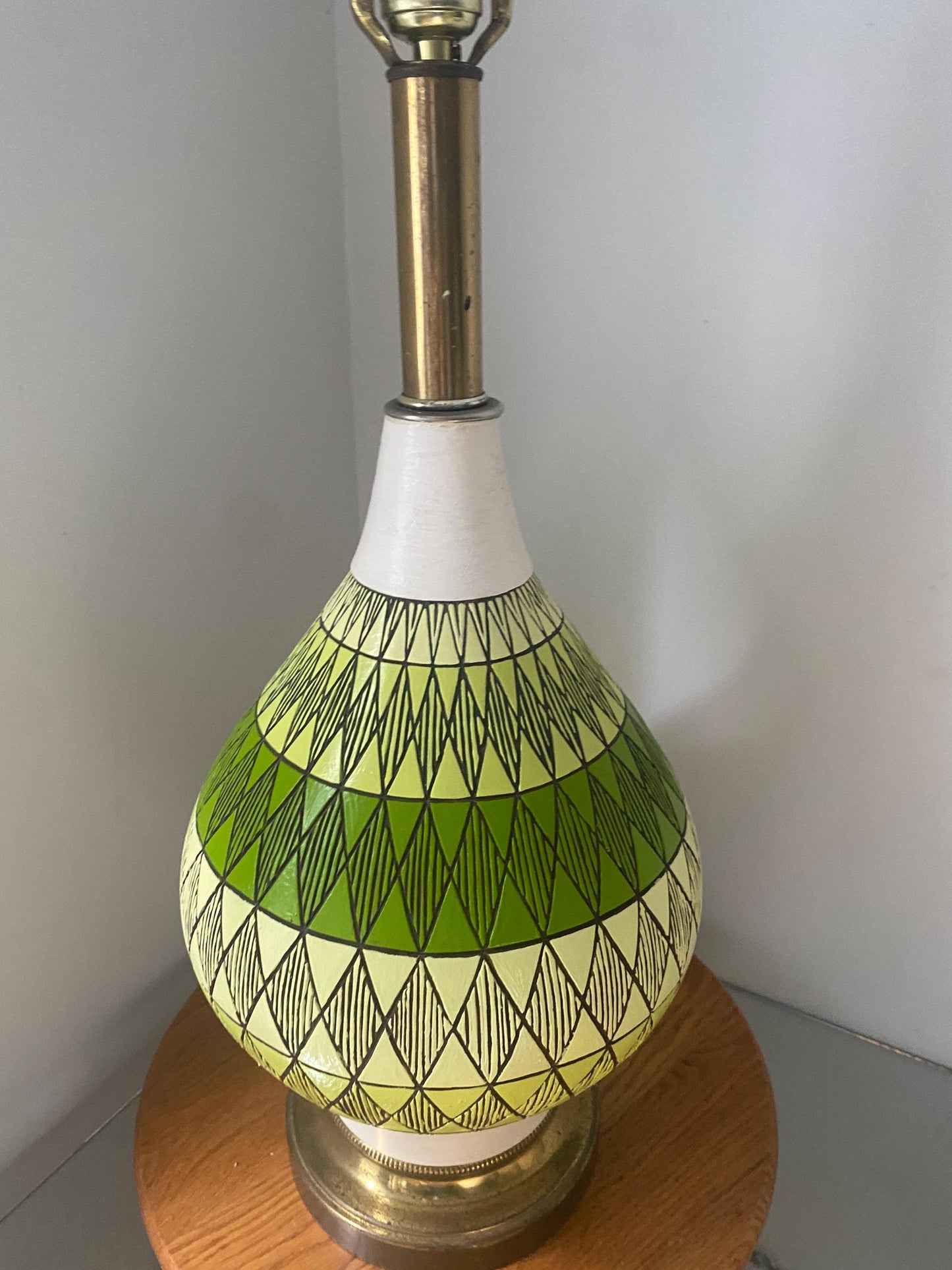 MCM Freshly Painted Quartite Creative Corp Green Chalkware Lamp No Shade