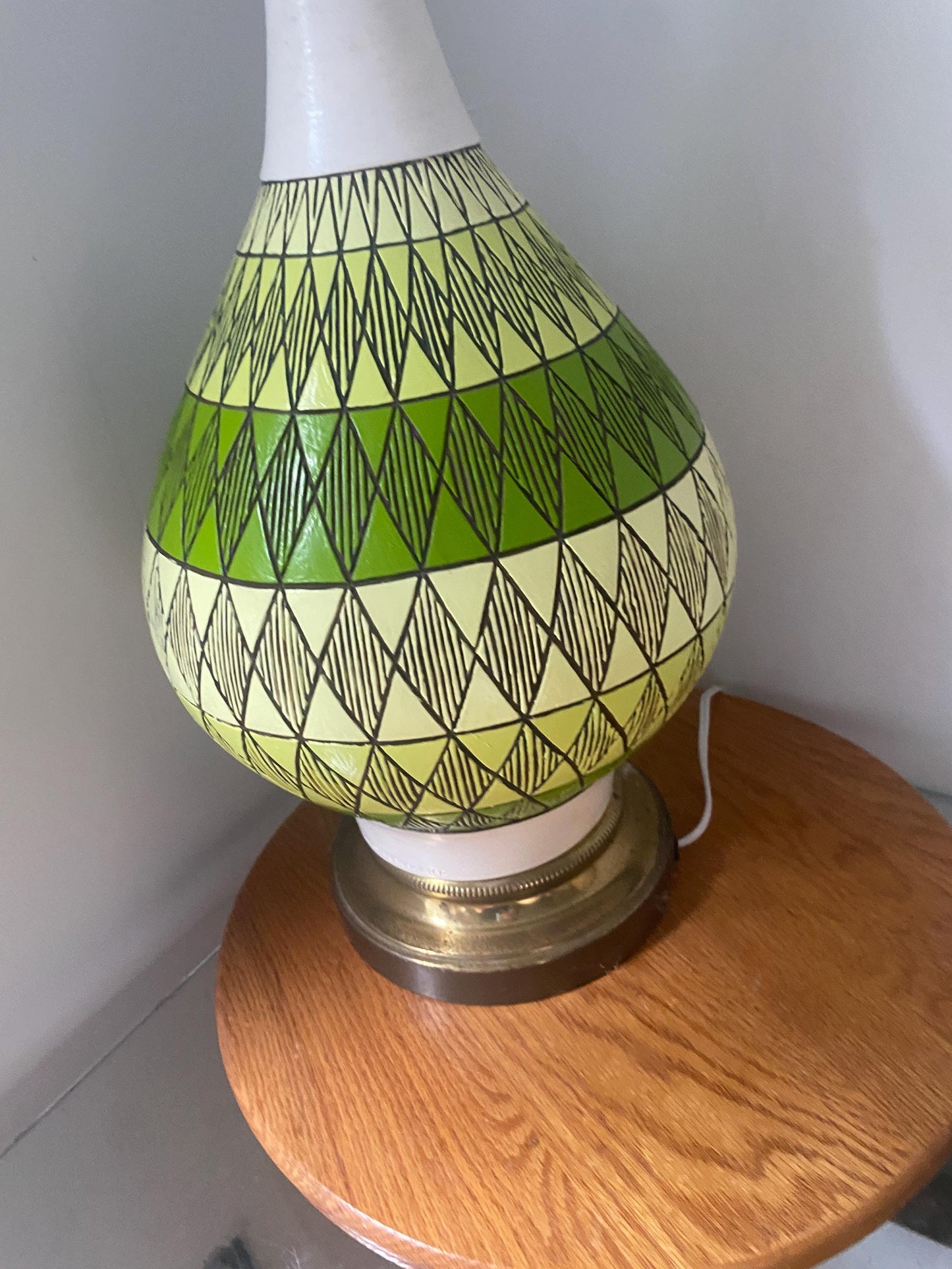 MCM Freshly Painted Quartite Creative Corp Green Chalkware Lamp No Shade