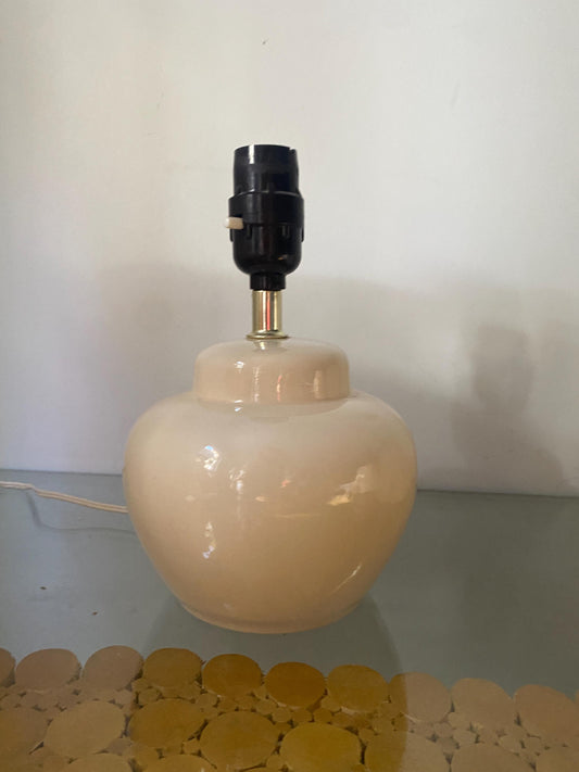 Small Vintage Cream Pottery Lamp No Shade
