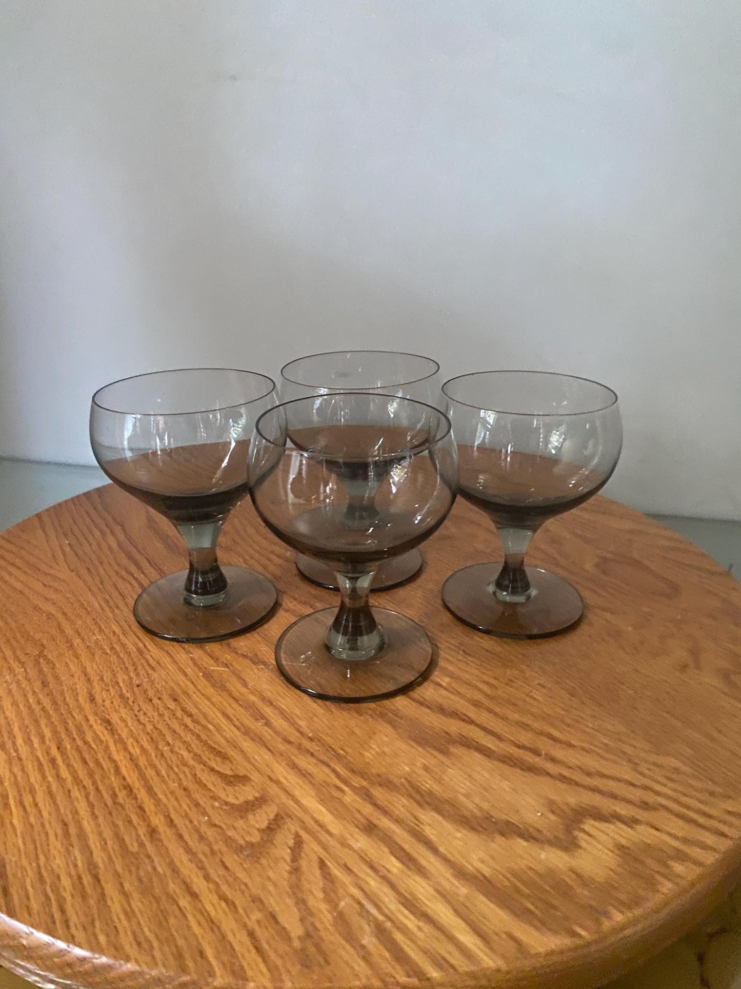 Set of 4 MCM Short Smokey Gray Liqueurs Glasses