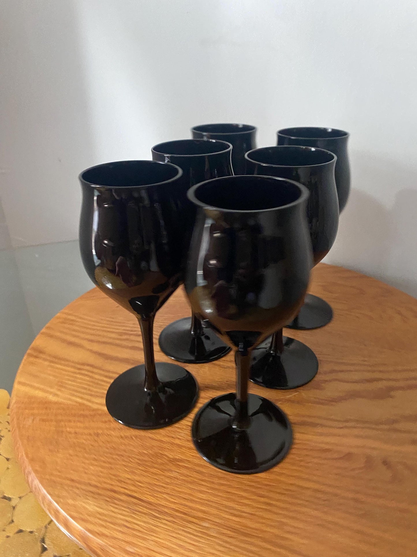 Set of 6 Vintage Black Libbey Wine Glasses