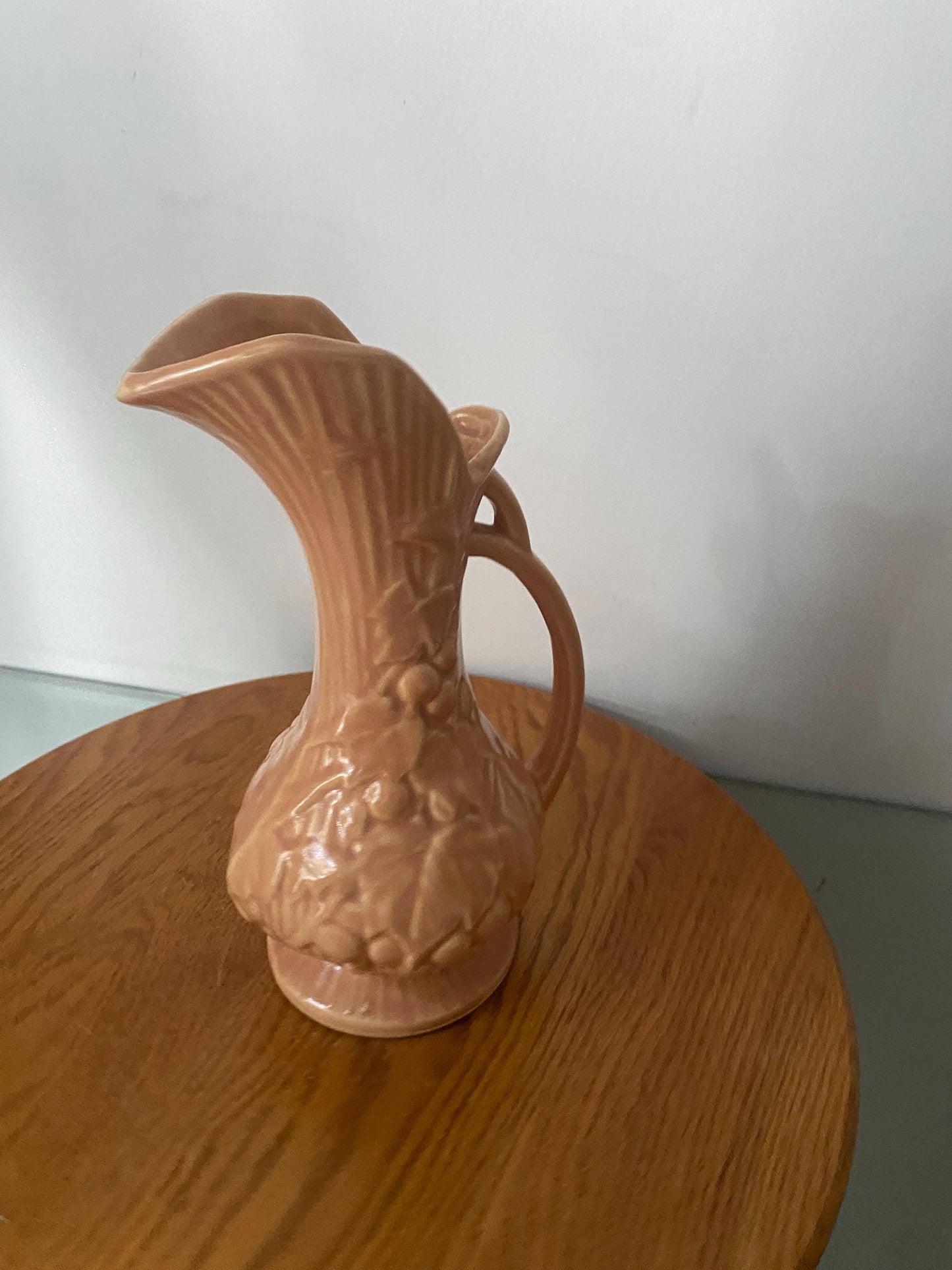 Vintage McCoy Blush Pink Ceramic Pitcher with Handle Made in USA