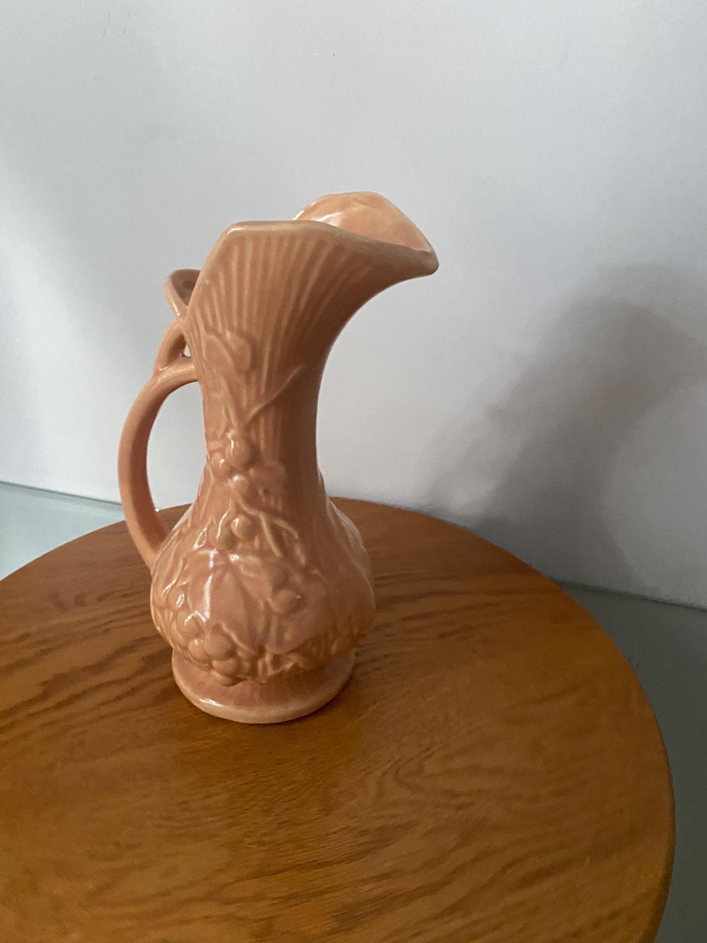 Vintage McCoy Blush Pink Ceramic Pitcher with Handle Made in USA