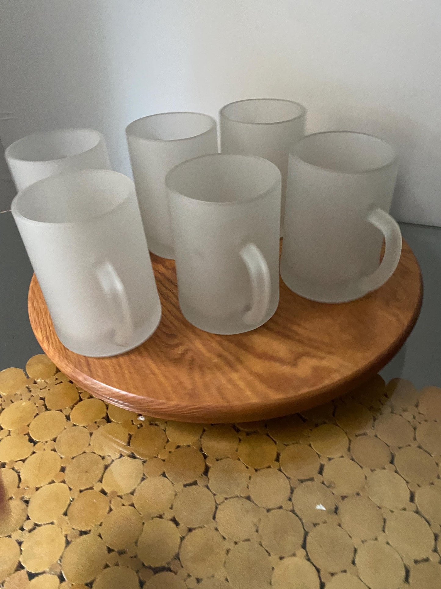 Set of 6 Retro Frosted Glass Beer Mugs