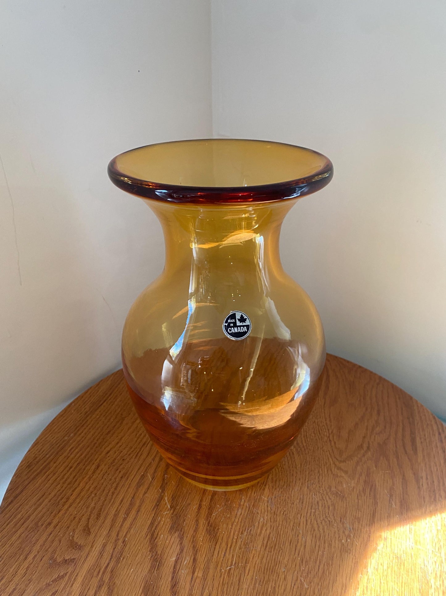 Vintage Medium Thick Amber Glass Vase