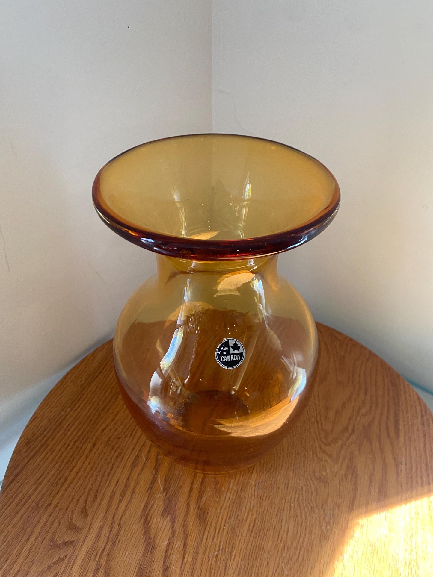Vintage Medium Thick Amber Glass Vase