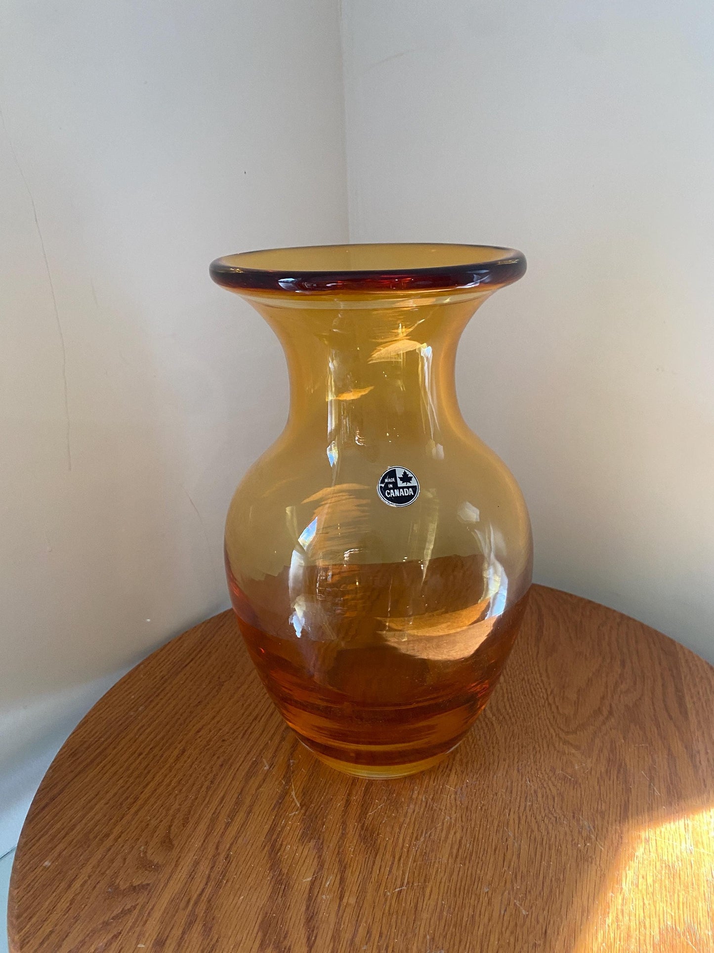 Vintage Medium Thick Amber Glass Vase