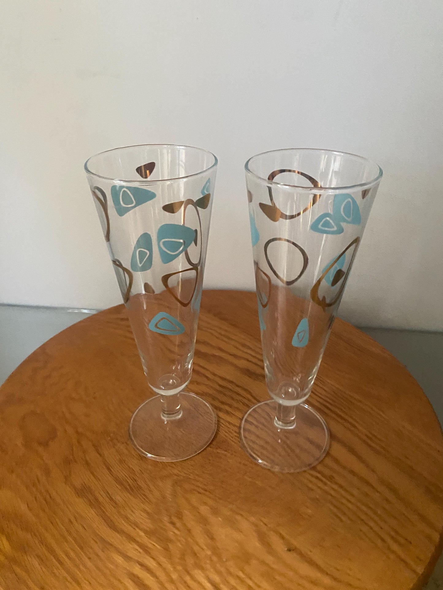 Pair of MCM Federal Atomic Amoeba Boomerang Pilsner Glasses