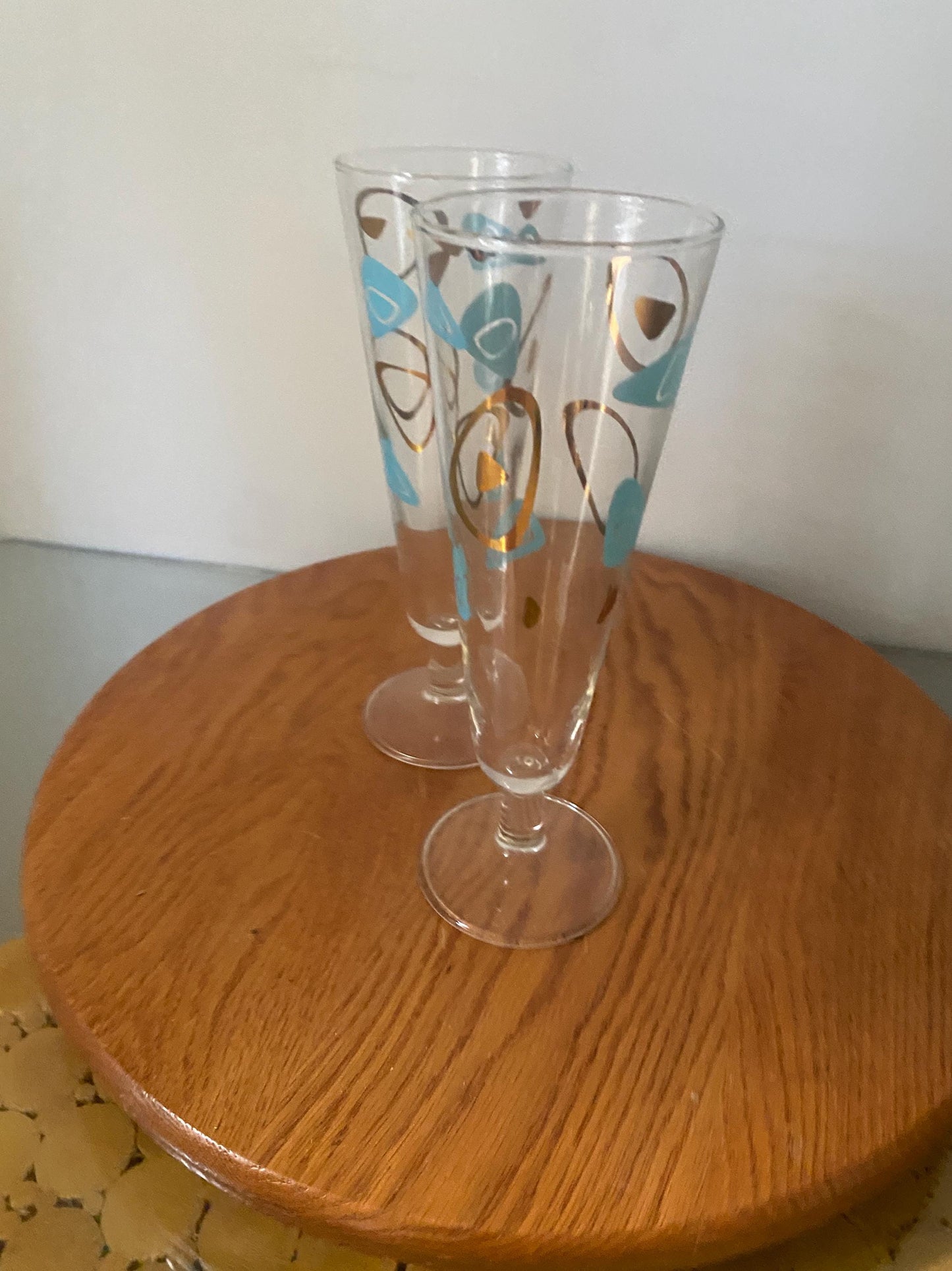 Pair of MCM Federal Atomic Amoeba Boomerang Pilsner Glasses