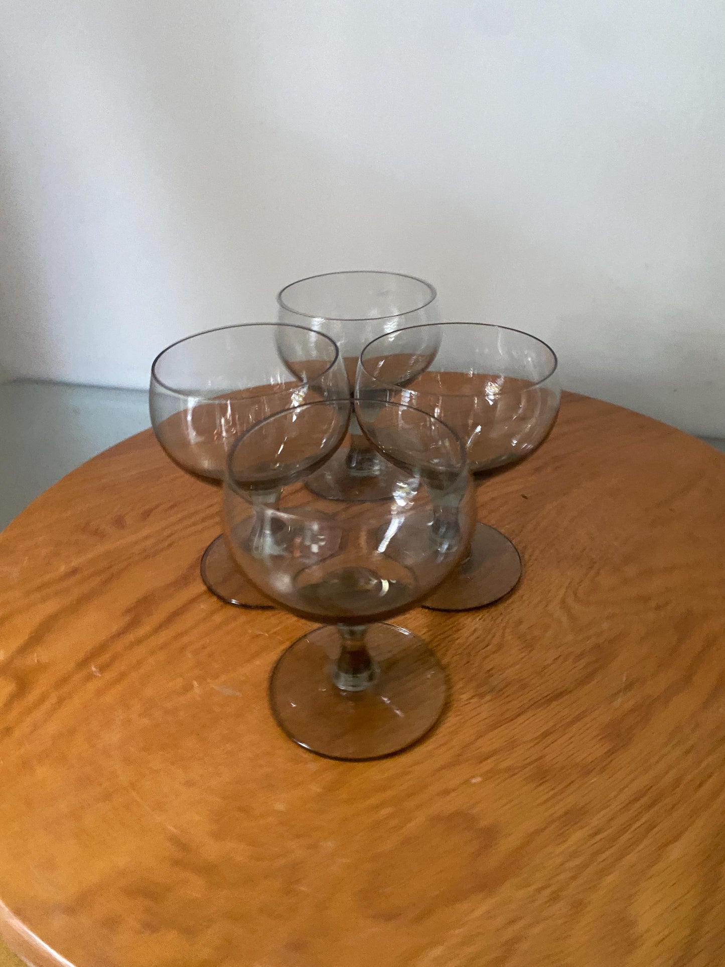 Set of 4 MCM Short Smokey Gray Liqueurs Glasses