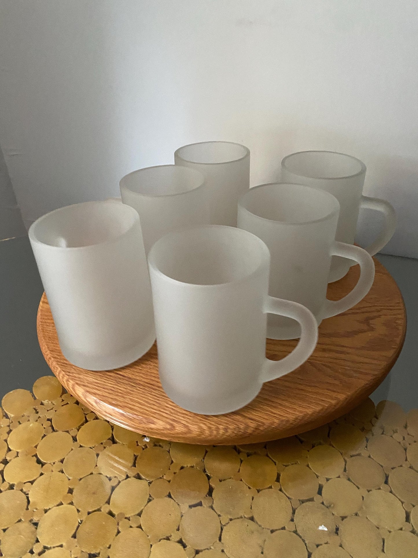 Set of 6 Retro Frosted Glass Beer Mugs
